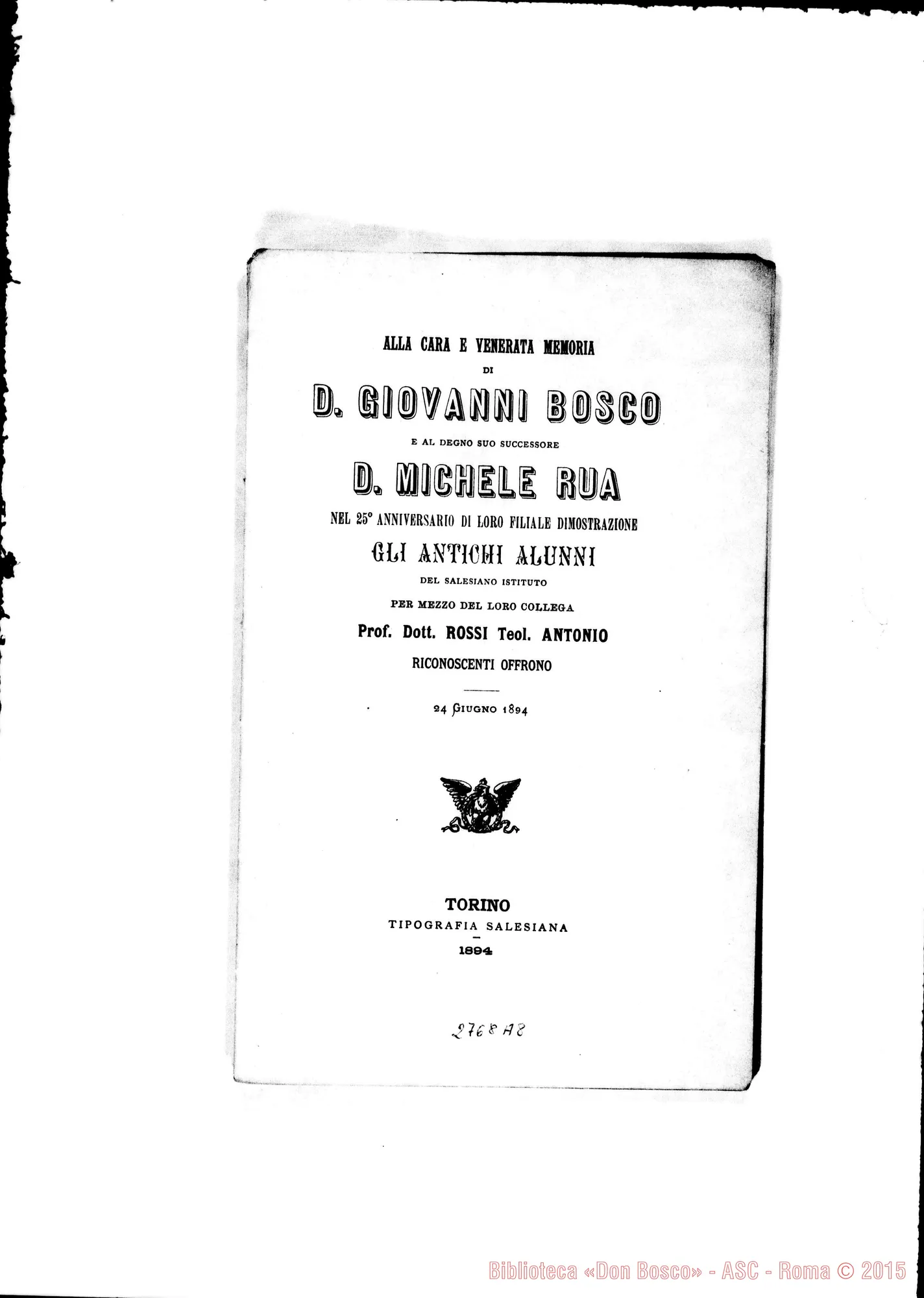 Fotogramma A 8 — Prof. Dott. Rossi teol. Antonio: Discorso