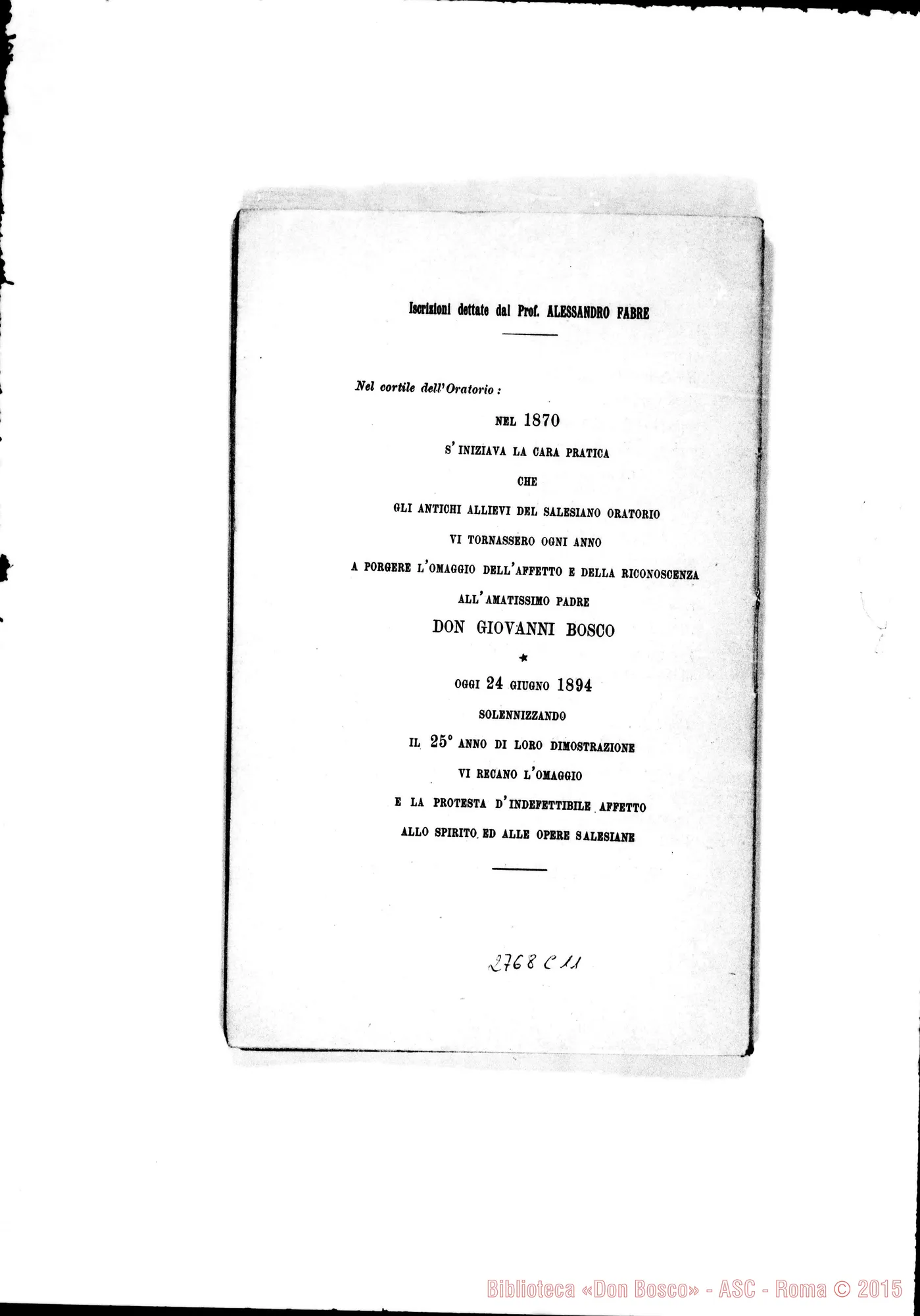 Fotogramma C 11 — Prof. Dott. Rossi teol. Antonio: Discorso