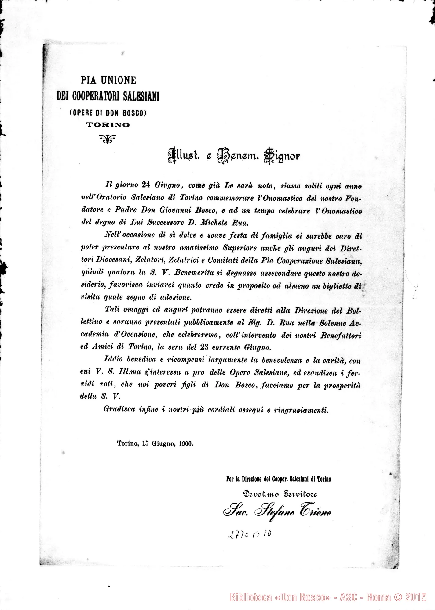 Fotogramma B 10 — D. Trione Stefano: Ai cooperatori: circolare