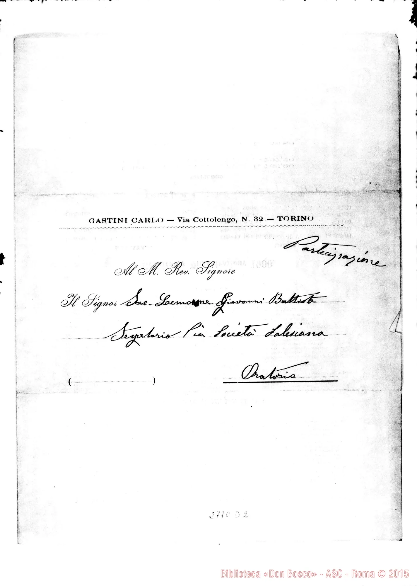 Fotogramma D 2 — Dimostrazione filiale (XXXII). Circolare della commissione il 3 giu.