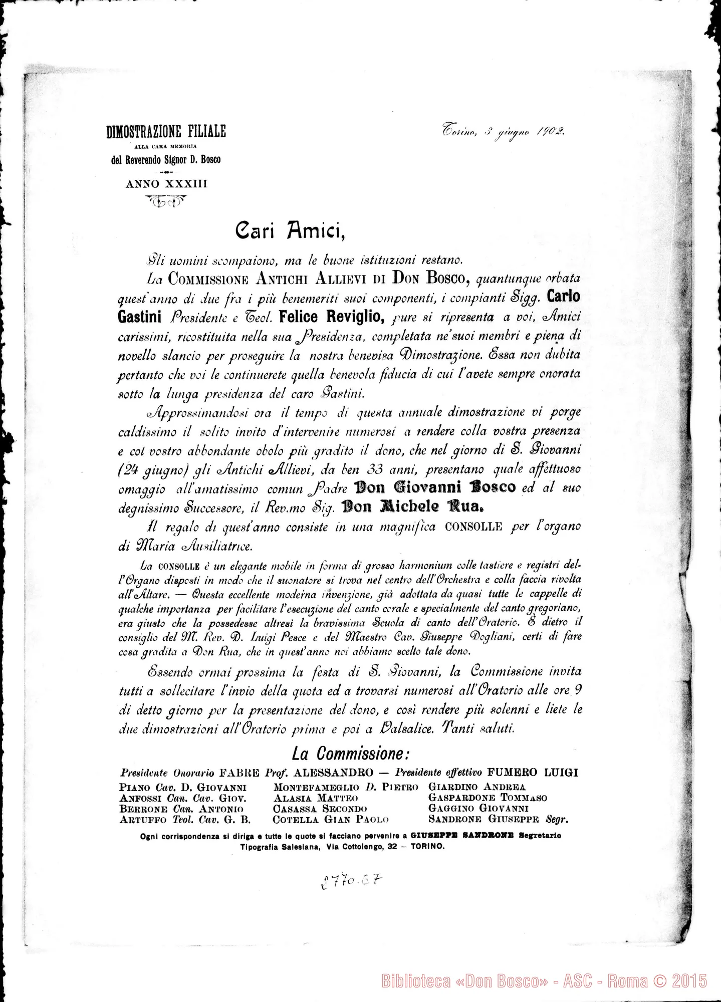 Fotogramma E 7 — Dimostrazione filiale (XXXIII). Circolare della commissione il 3 giu.