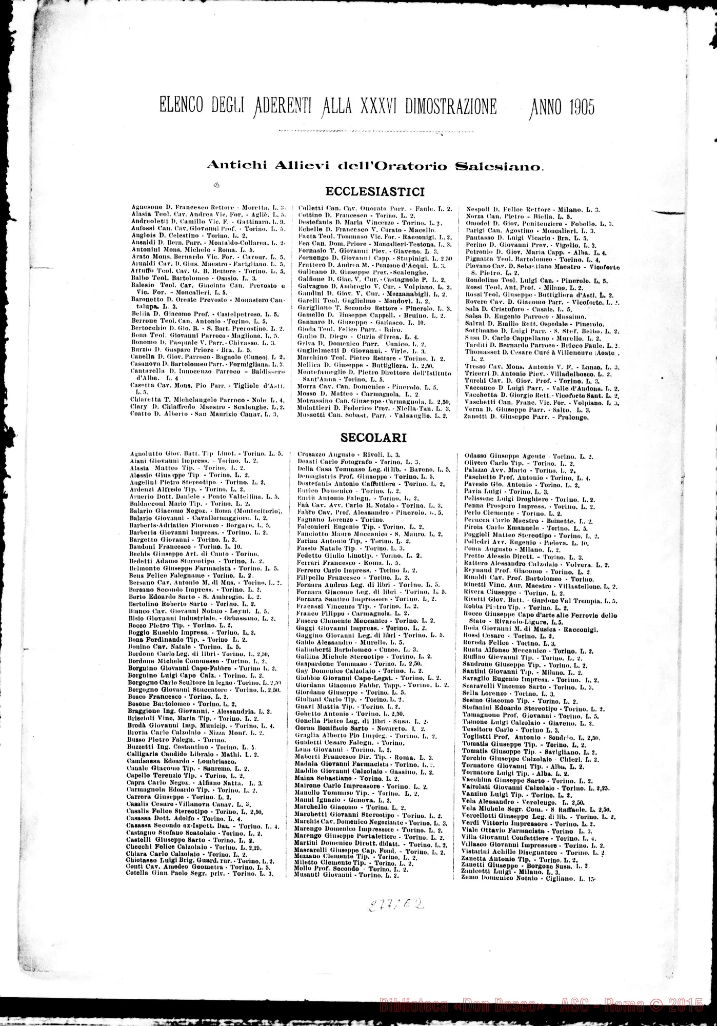 Fotogramma E 2 — Dimostrazione filiale (XXXVII). Circolare della commissione il 20 mag.