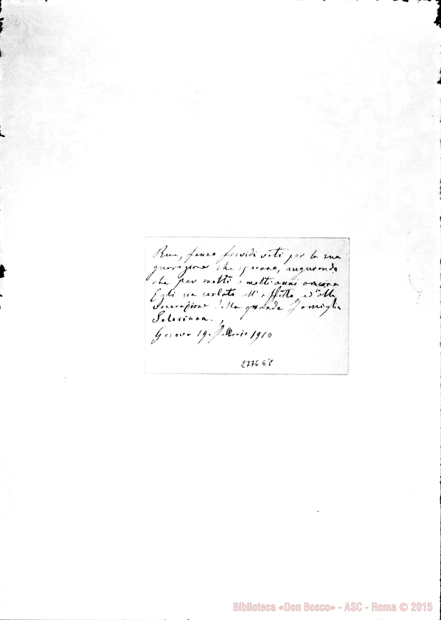 Fotogramma E 8 — Pesce Vincenzo, comm. Avv.. Genova. Biglietto da visita