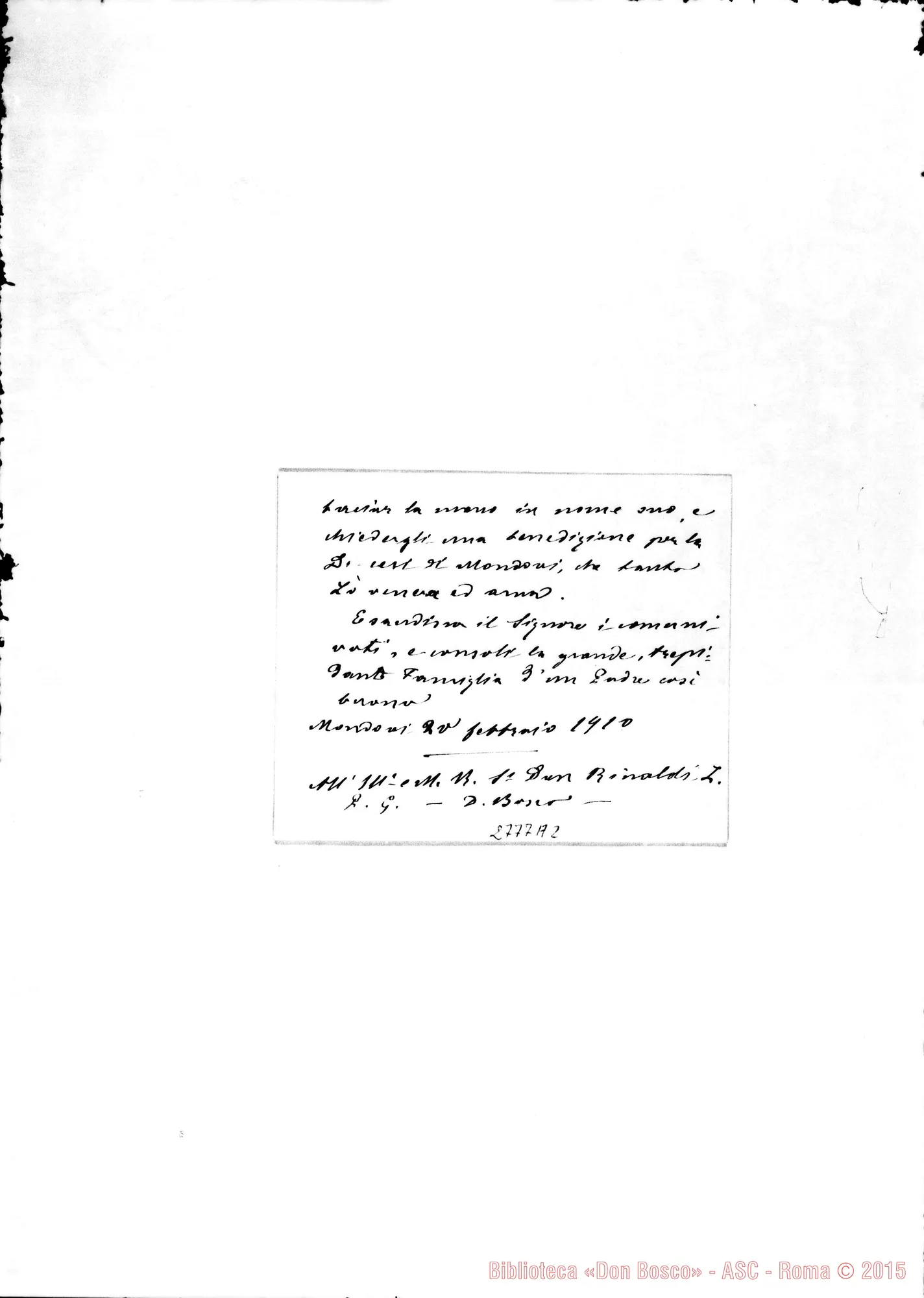 Fotogramma A 2 — Ressia Giovanni Battista, vesc. di Mondovì. Biglietto