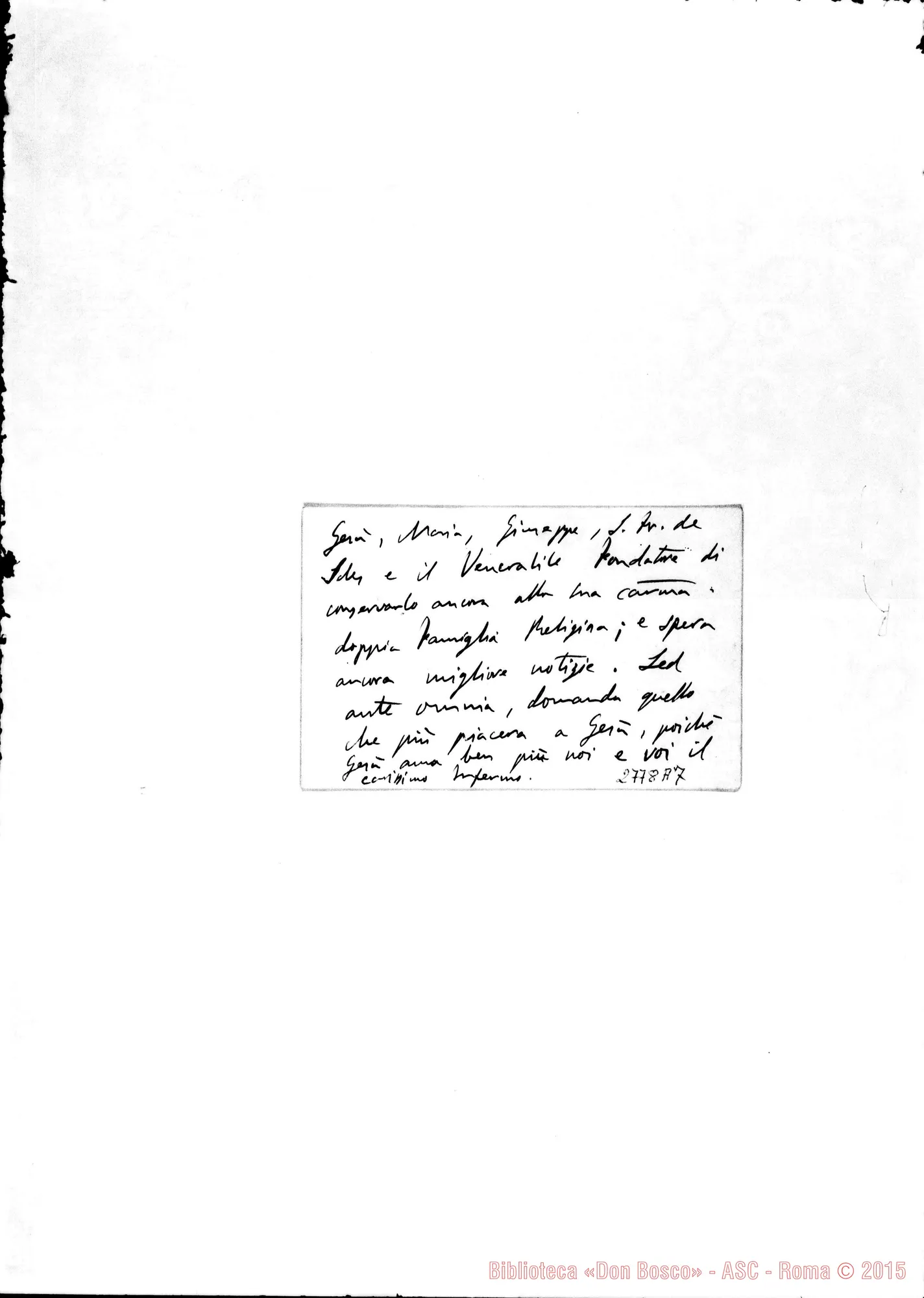 Fotogramma A 7 — Vives y Tuto Giuseppe Calasanzio, cardinale. Biglietto da visita