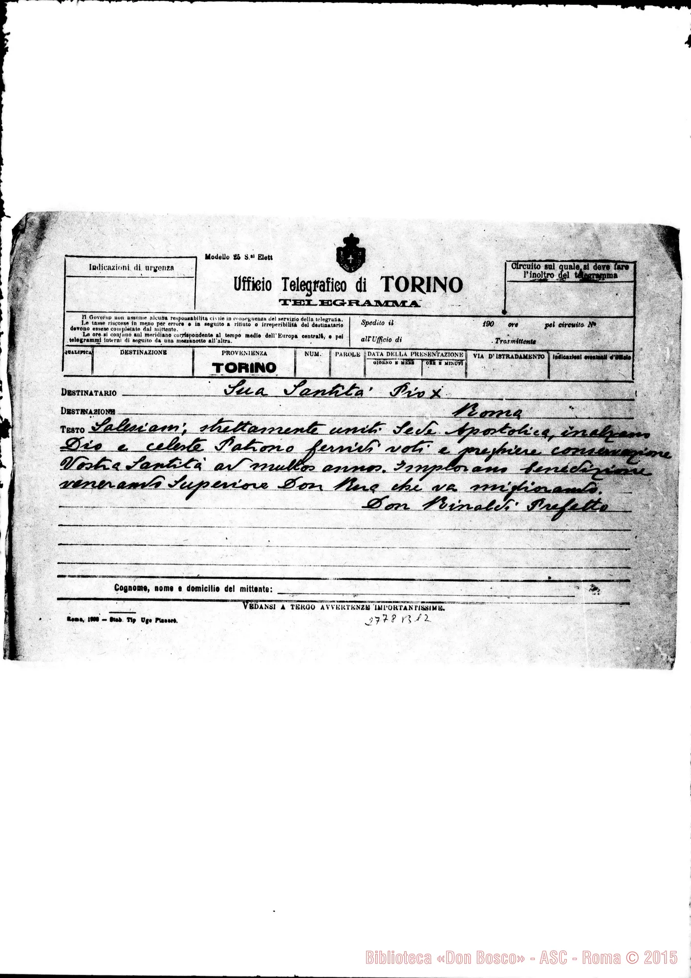 Fotogramma B 12 — D. Rinaldi - Sua Santità Pio X
