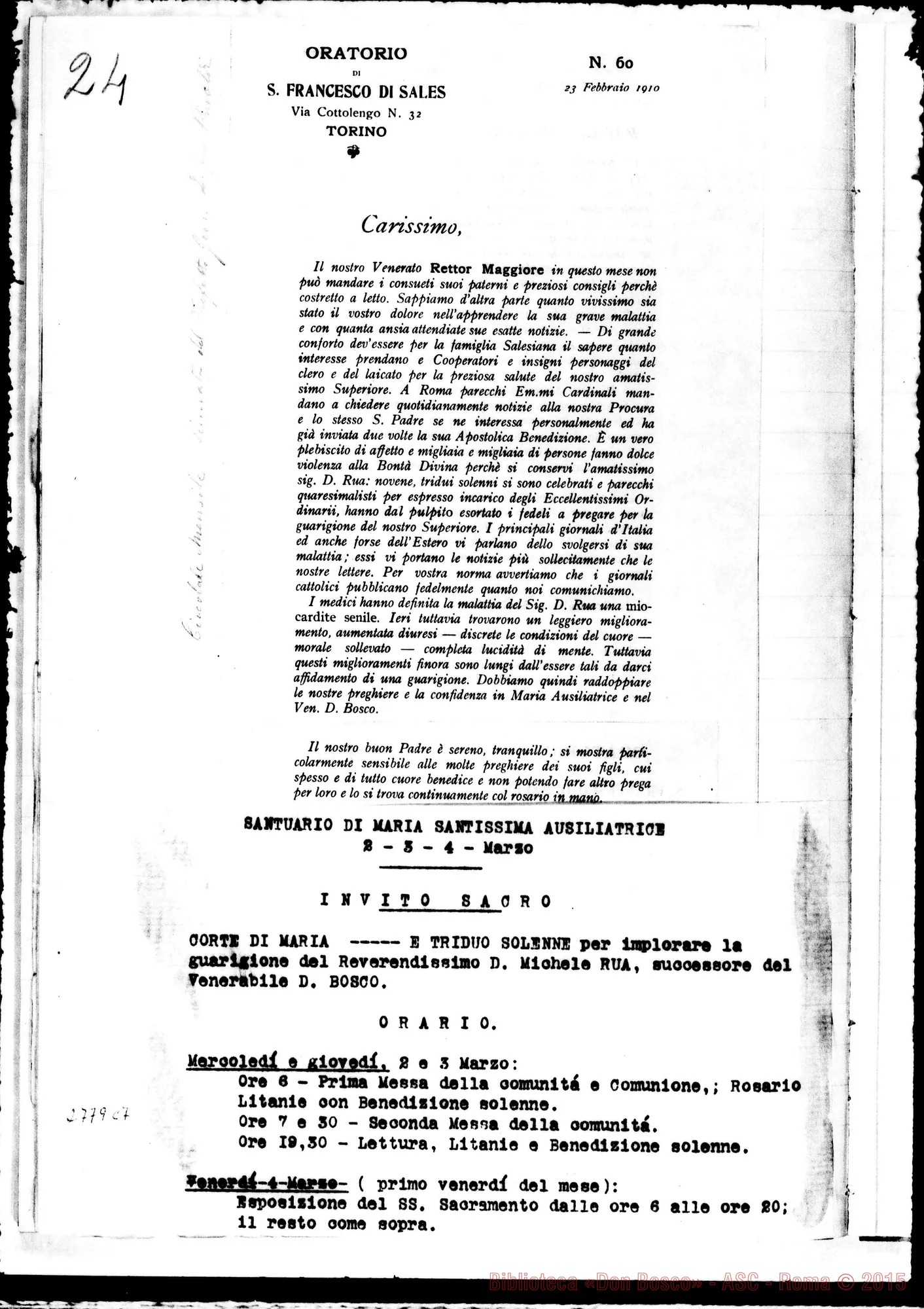 Fotogramma C 7 — Sul secondo periodo della malattia di D. Rua: Raccolta di brani di circolari di D. Rinaldi, ritagli di giornali E ms. vari