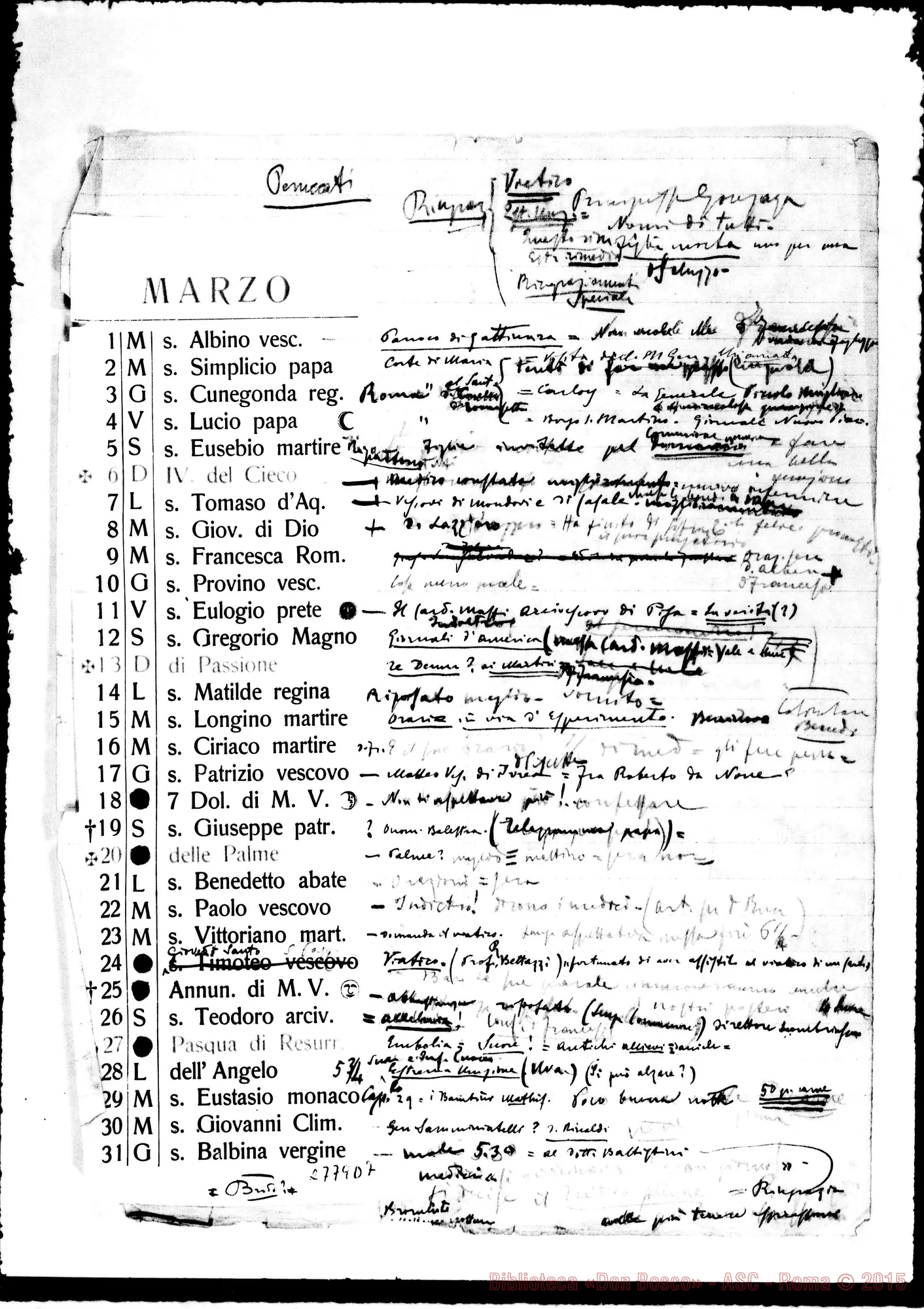 Fotogramma D 7 — Appunti sugli ultimi giorni della malattia di D. Rua