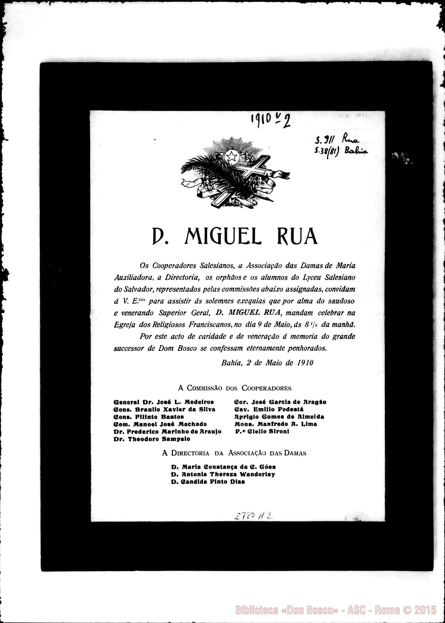 Fotogramma A 2 — Bahia (Brasile): annunzio della morte di D. Rua E invito ai funerali