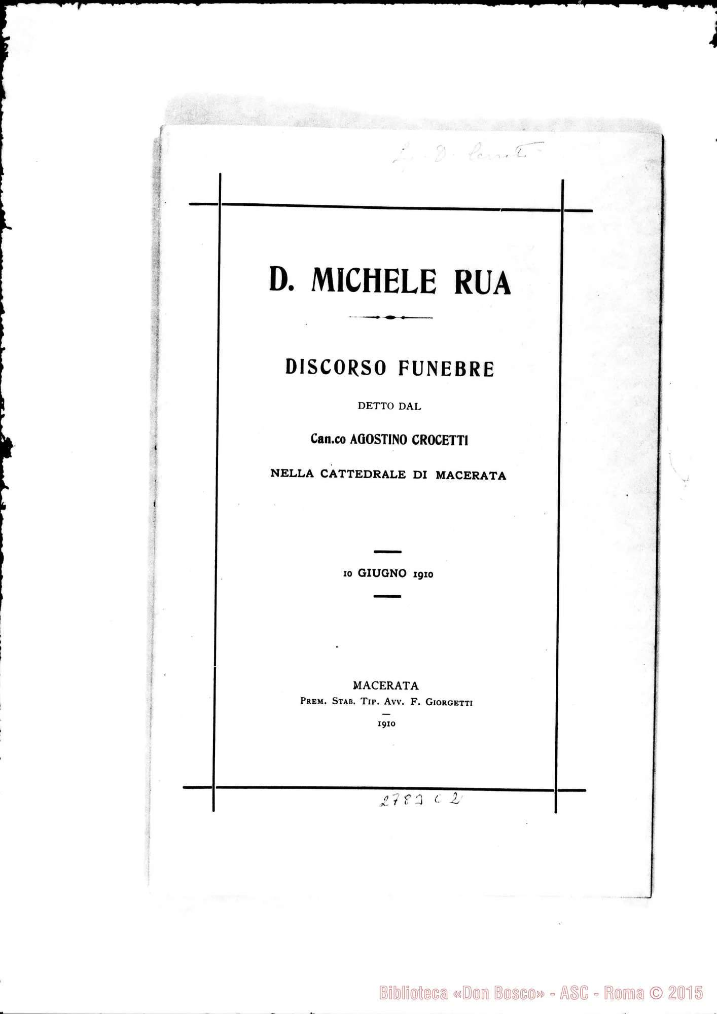 Fotogramma C 2 — Macerata: Can. Agostino Crocetti, nella cattedrale di Macerata, il 10-06-1910
