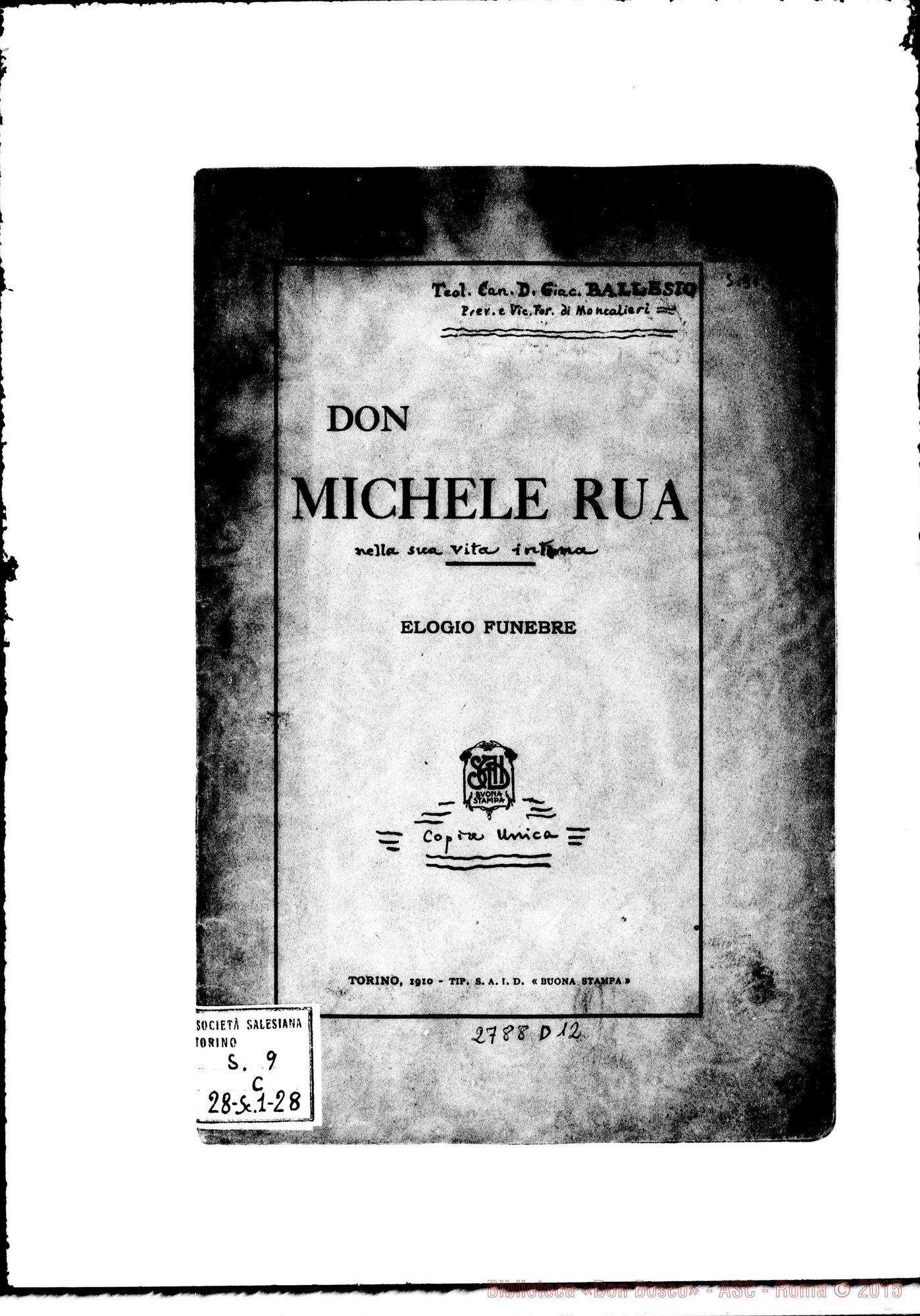 Fotogramma D 12 — Torino-SS.Martiri: Can. Giacinto Ballesio, Vie.Foraneo, il 12-06-1910