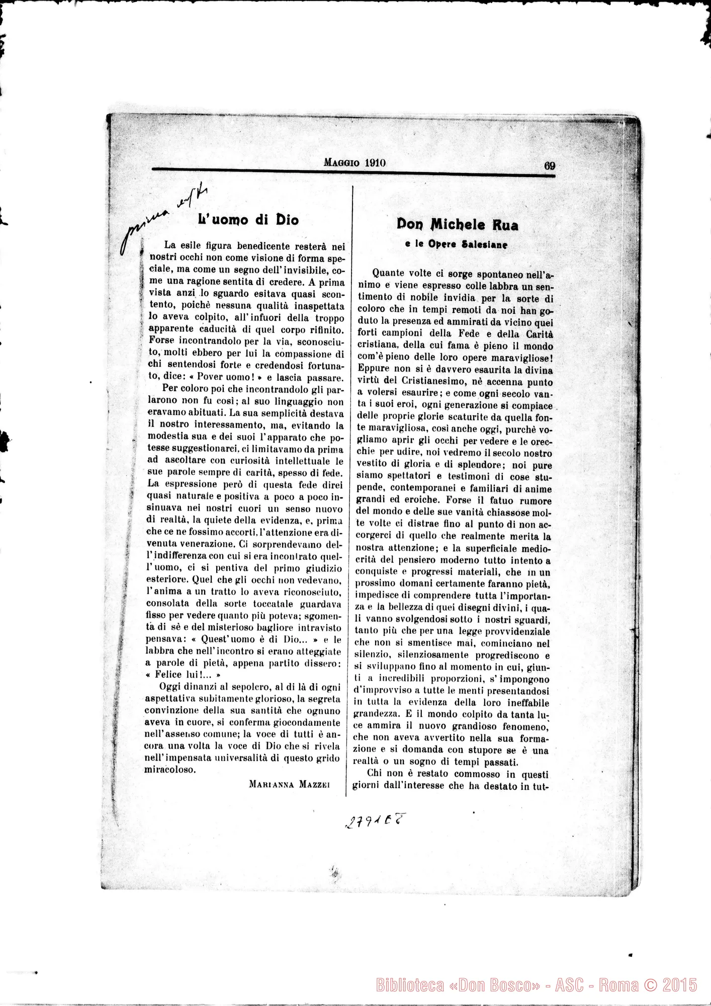 Fotogramma E 8 — «Ars et Charitas». Anno Vili, n.5 dedicato alla memoria
