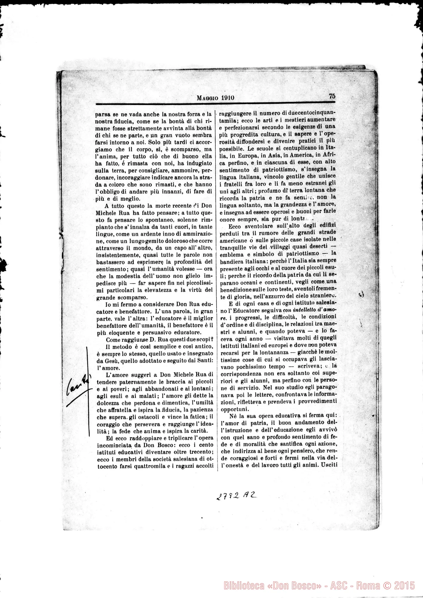 Fotogramma A 2 — «Ars et Charitas». Anno Vili, n.5 dedicato alla memoria