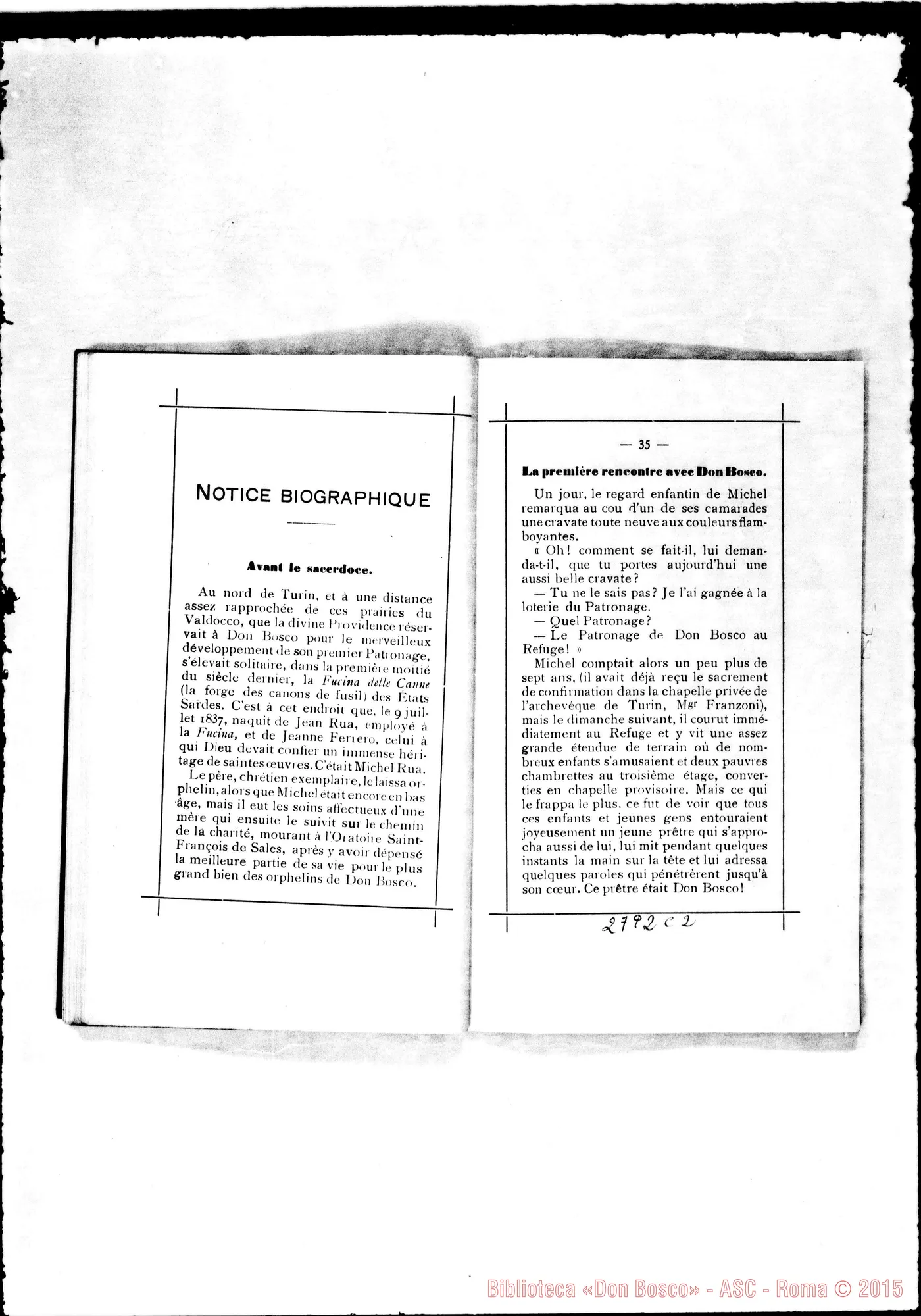 Fotogramma C 2 — A la mémoire de Don Michel Rua. Liège, 1910