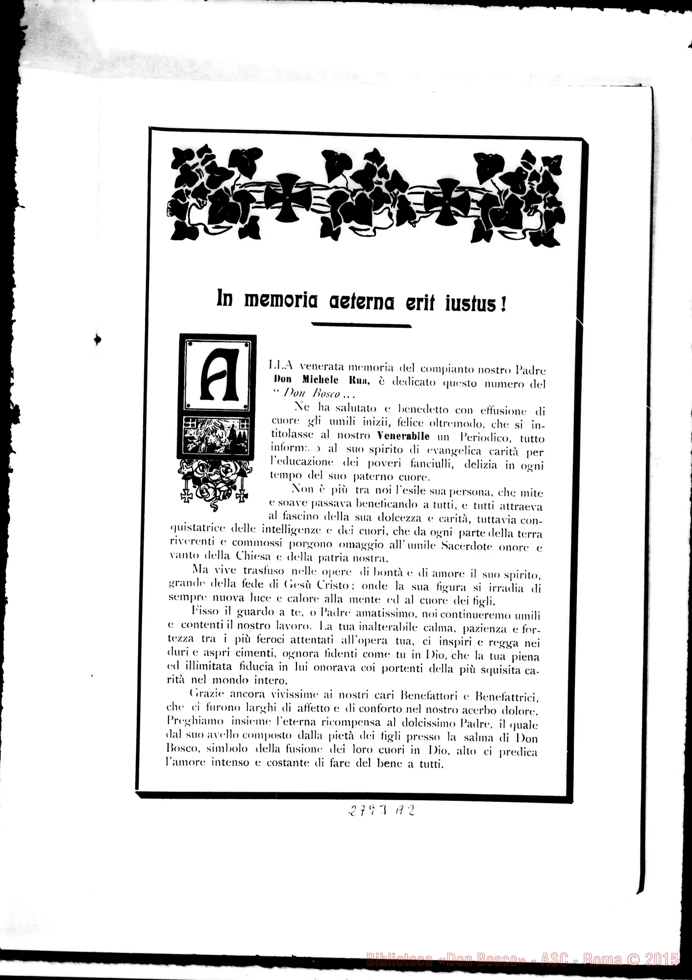 Fotogramma A 2 — Milano: «Il Don Bosco»: In memoria di Don Michele Rua. -05-1910