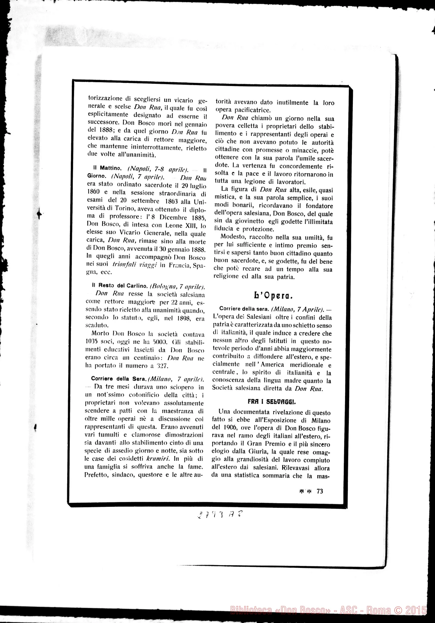 Fotogramma A 8 — Milano: «Il Don Bosco»: In memoria di Don Michele Rua. -05-1910