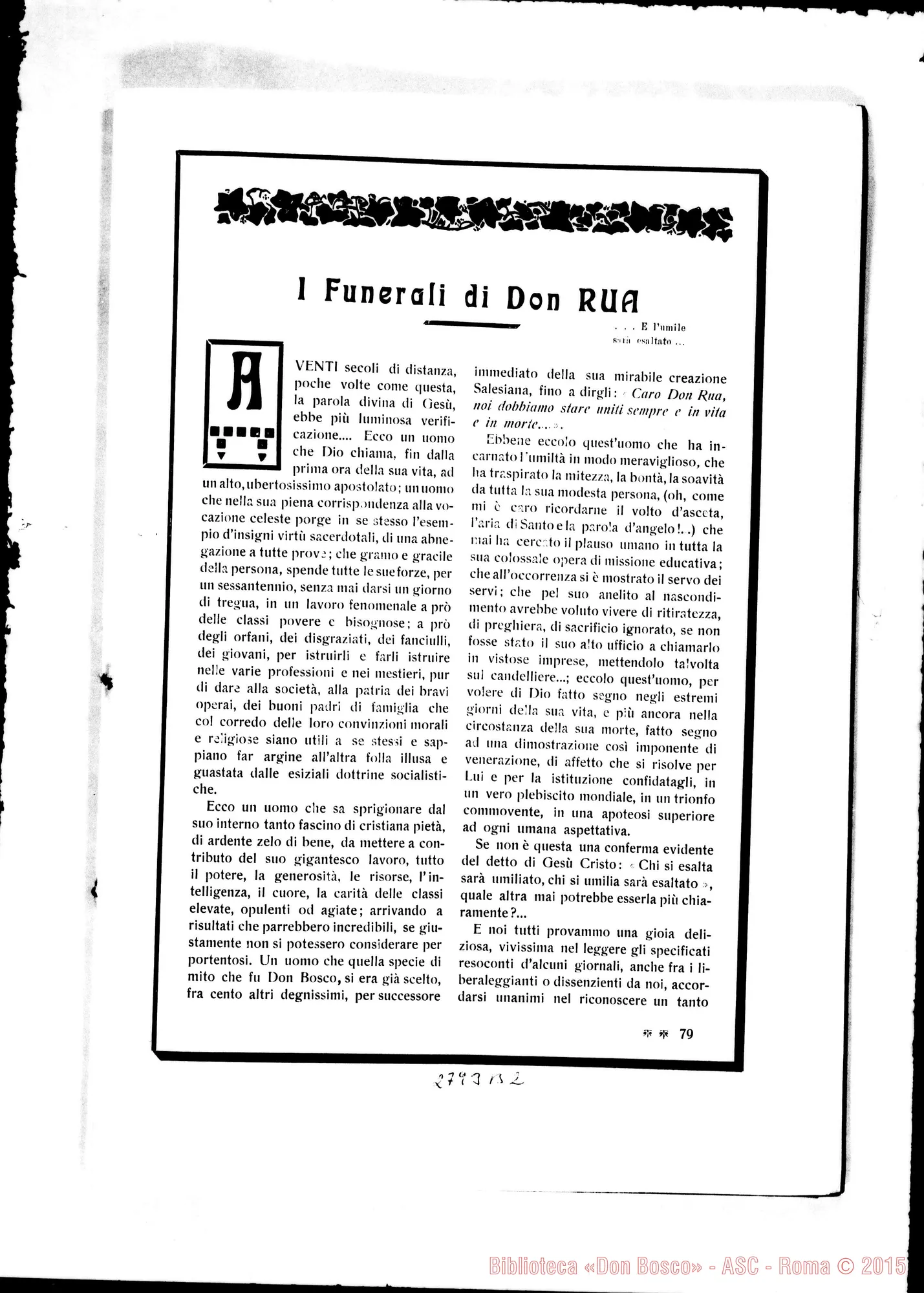 Fotogramma B 2 — Milano: «Il Don Bosco»: In memoria di Don Michele Rua. -05-1910