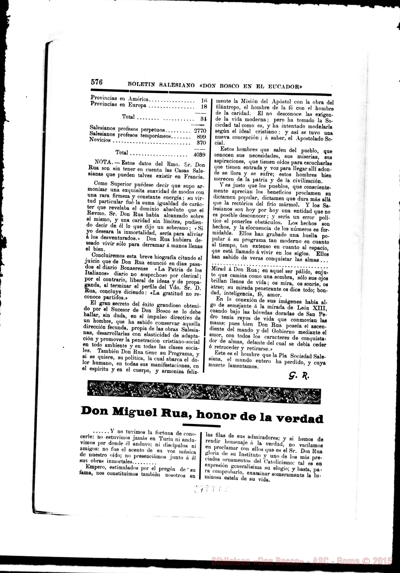 Fotogramma E 2 — Quito (Equatore): «Don Bosco en el Ecuador». Numero dedicato A Don Rua