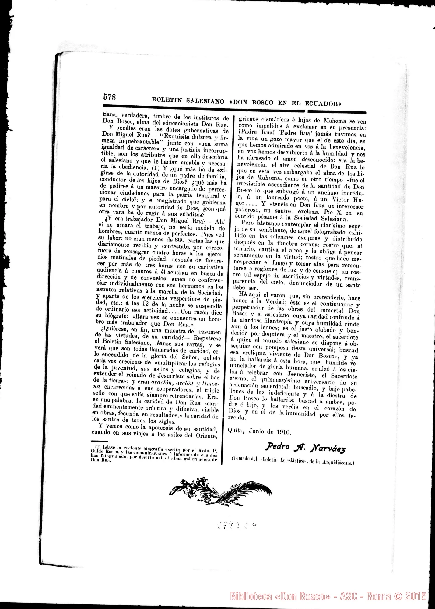 Fotogramma E 4 — Quito (Equatore): «Don Bosco en el Ecuador». Numero dedicato A Don Rua