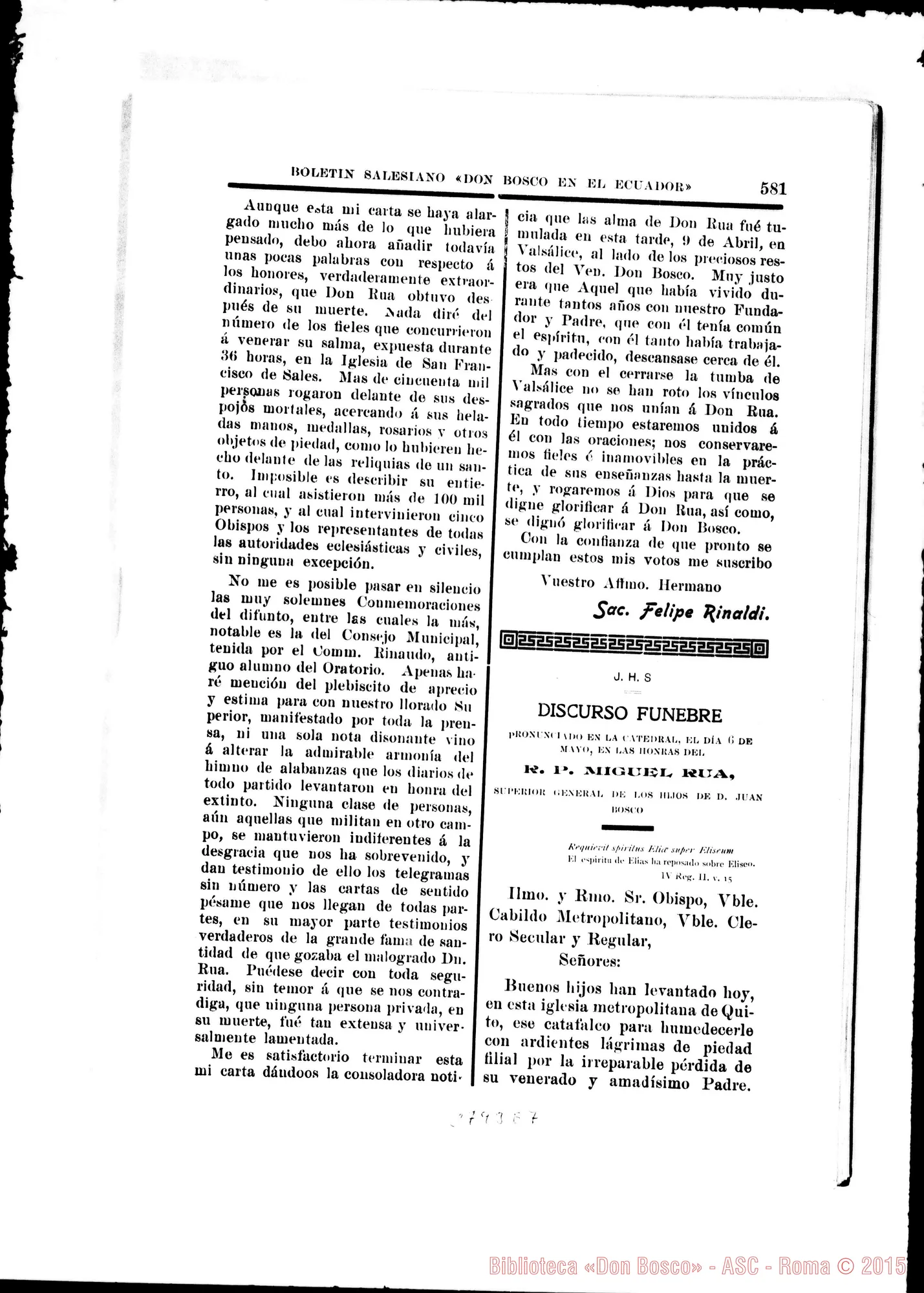 Fotogramma E 7 — Quito (Equatore): «Don Bosco en el Ecuador». Numero dedicato A Don Rua