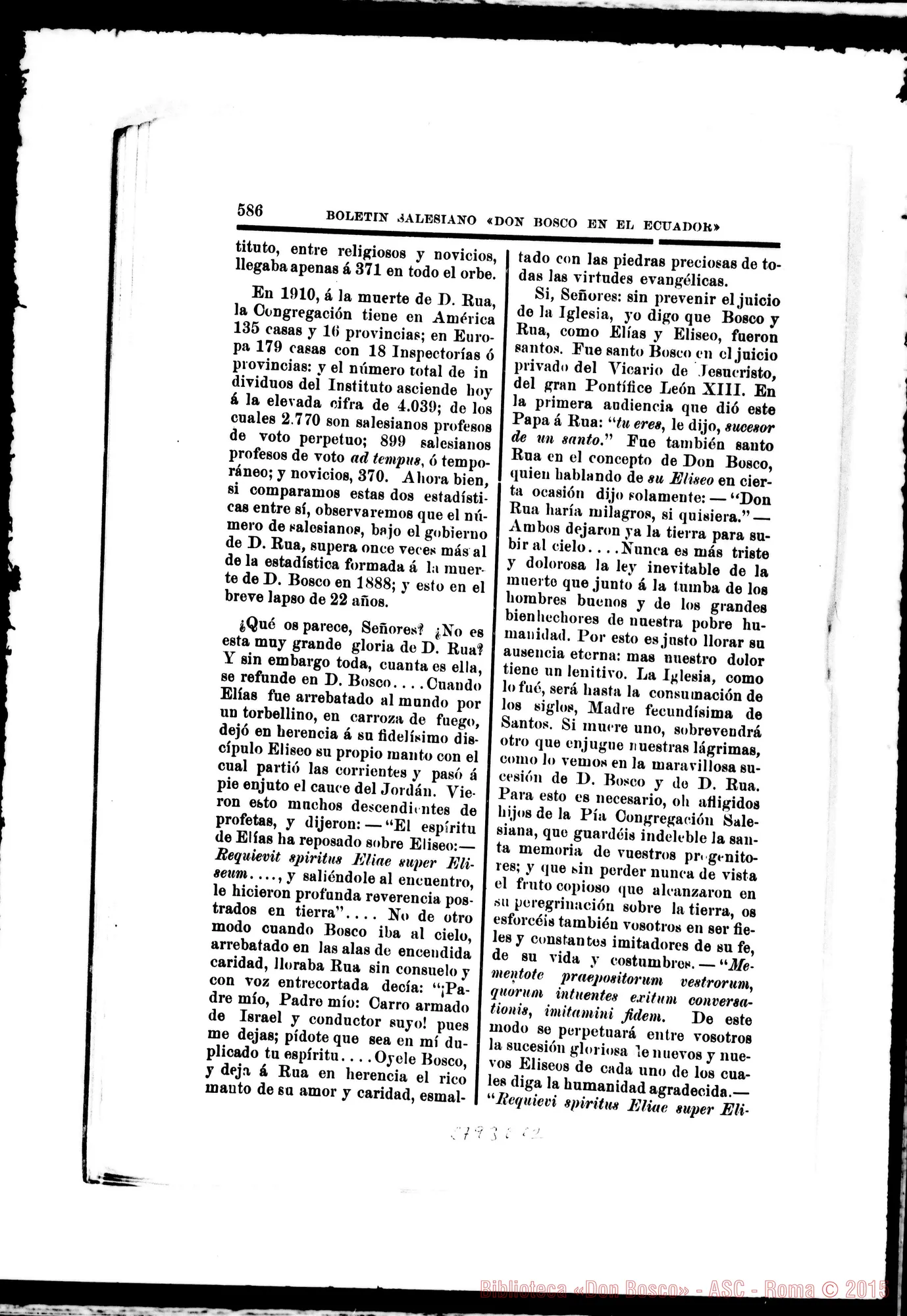 Fotogramma E 12 — Quito (Equatore): «Don Bosco en el Ecuador». Numero dedicato A Don Rua