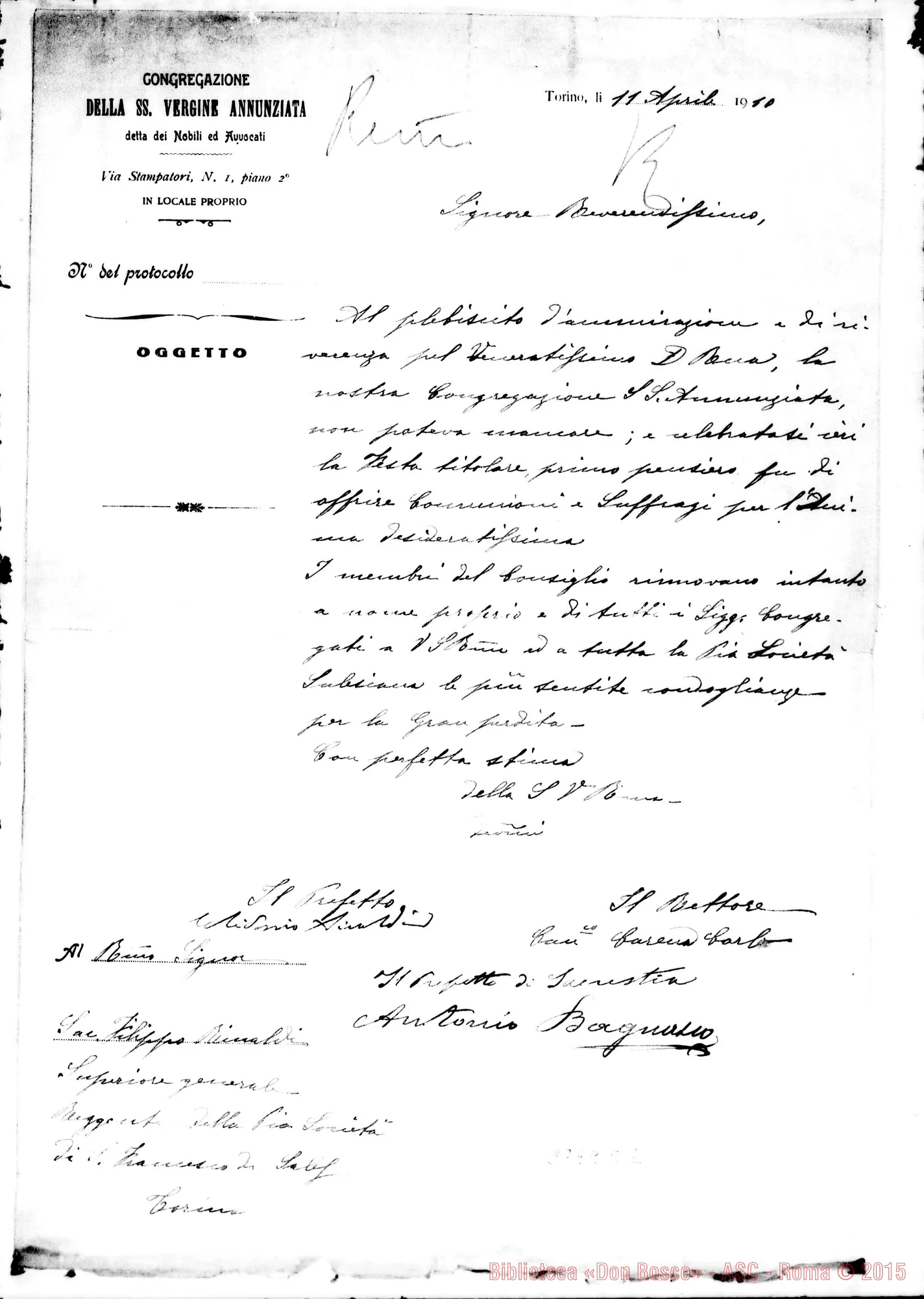 Fotogramma E 2 — Carena Carlo, can. Rettore Congr. S.Vergine Annunziata. Torino