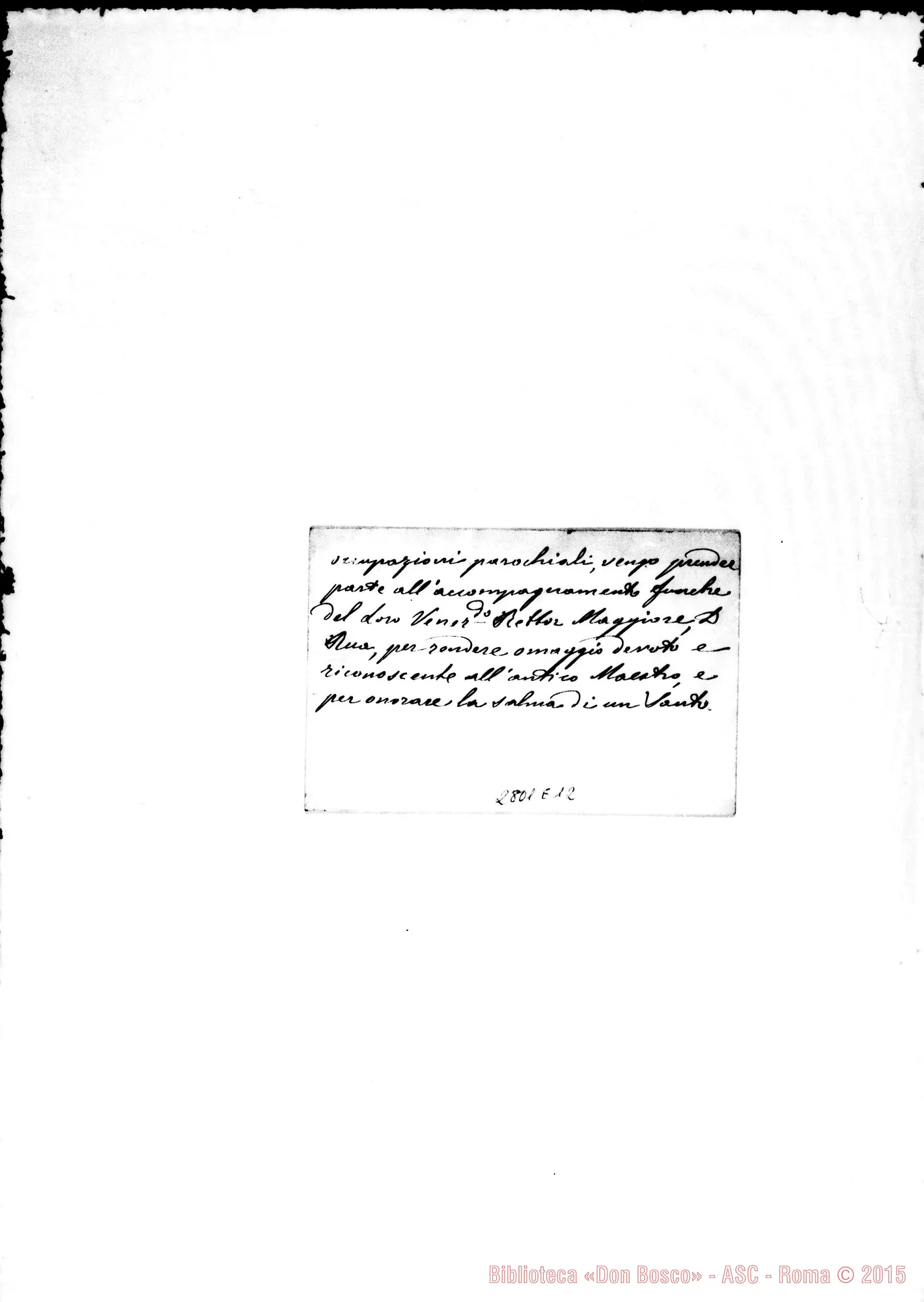 Fotogramma E 12 — Pautasso Luigi, teol. vicario di S. Antonino. Biglietto da visita