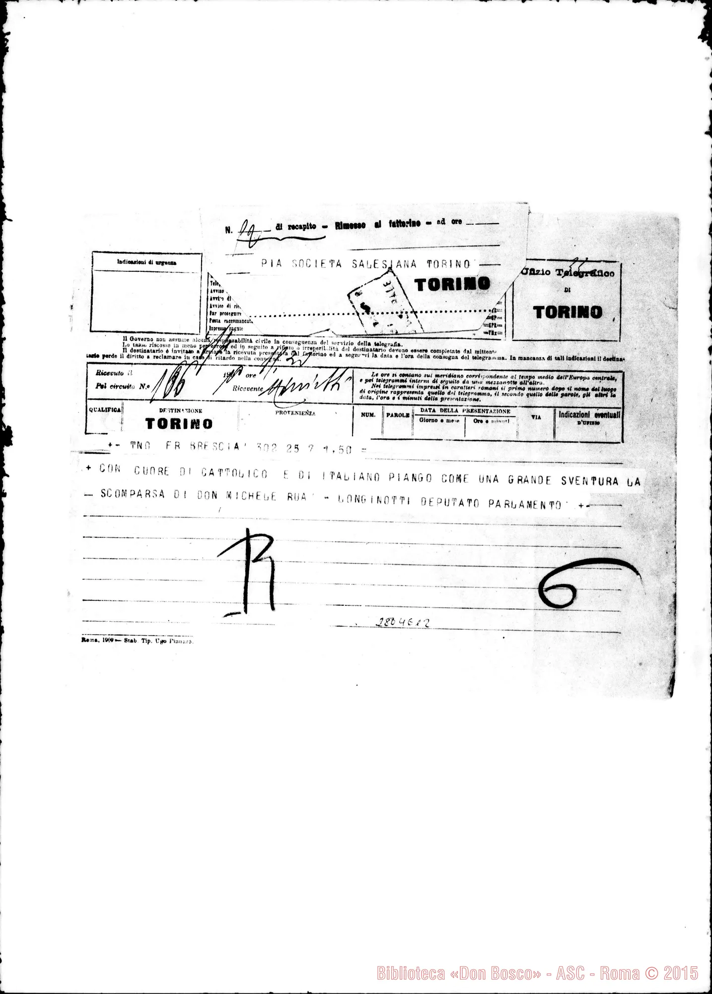 Fotogramma E 12 — Longinotti, deputato al Parlamento. Telegramma
