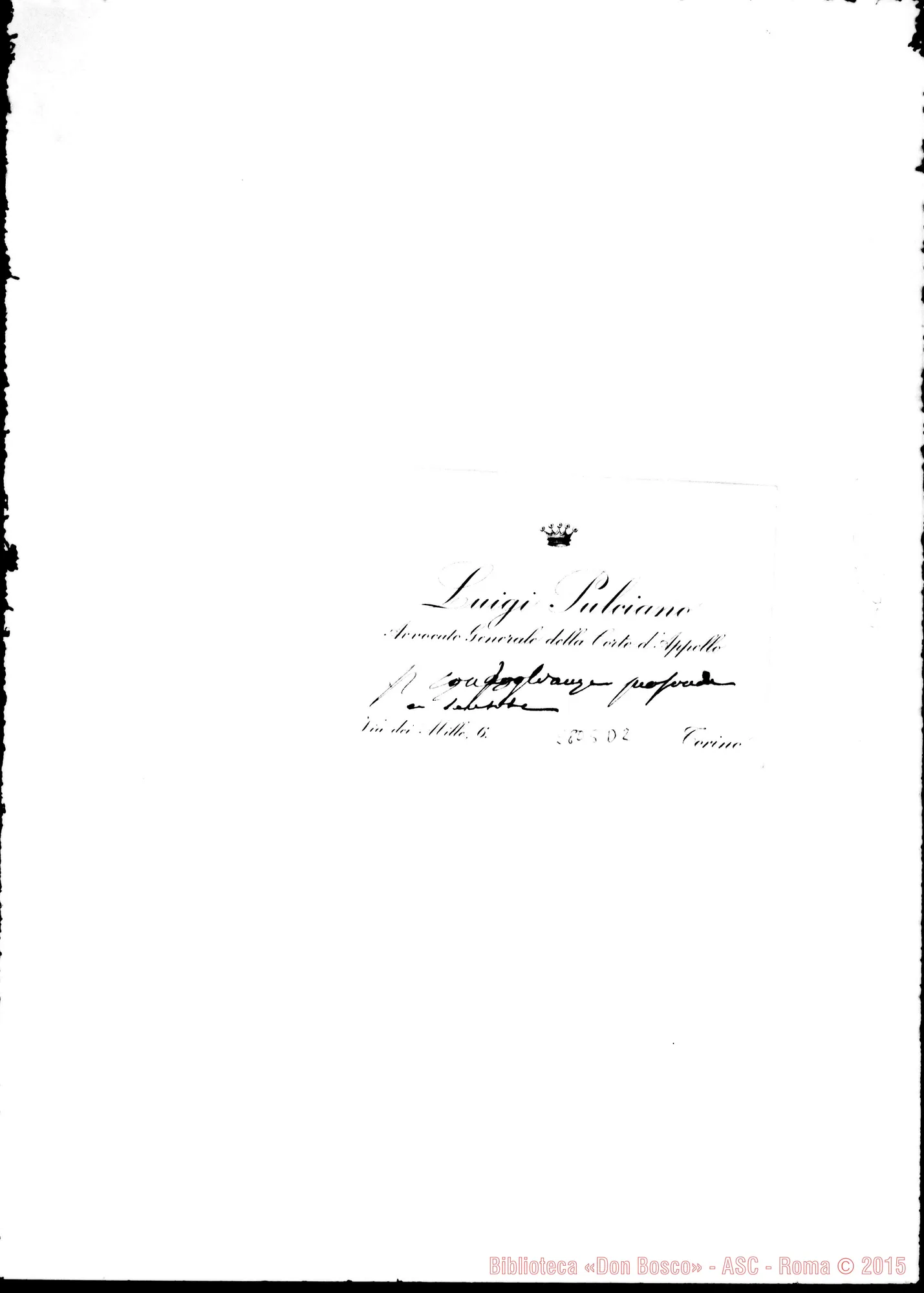 Fotogramma D 2 — Pulciano Luigi, Avv. generale della Corte d’Appello. Biglietto da visita
