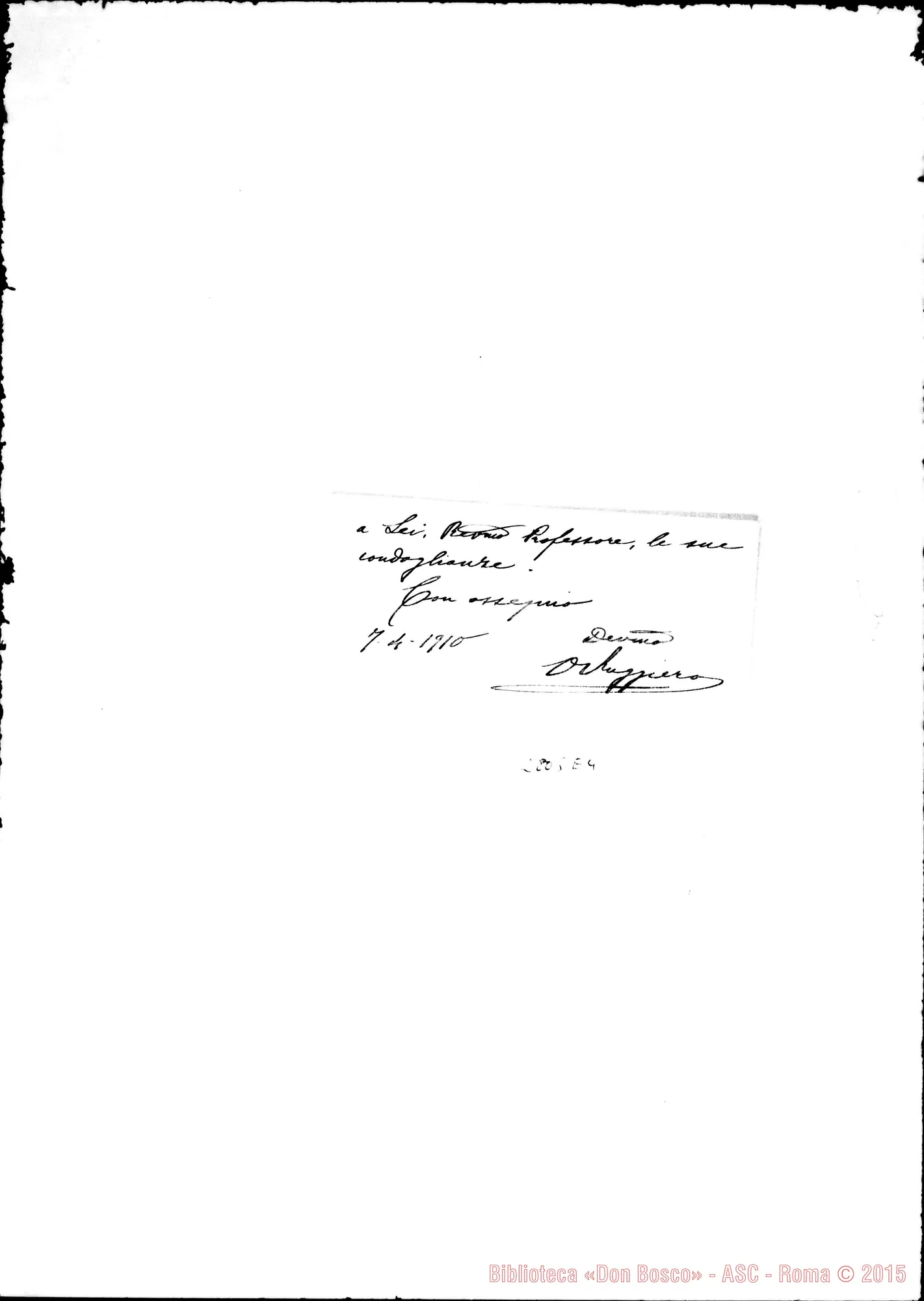 Fotogramma E 4 — Ruggiero Orazio, cav. ispettore scolastico. Torino. Biglietto da visita