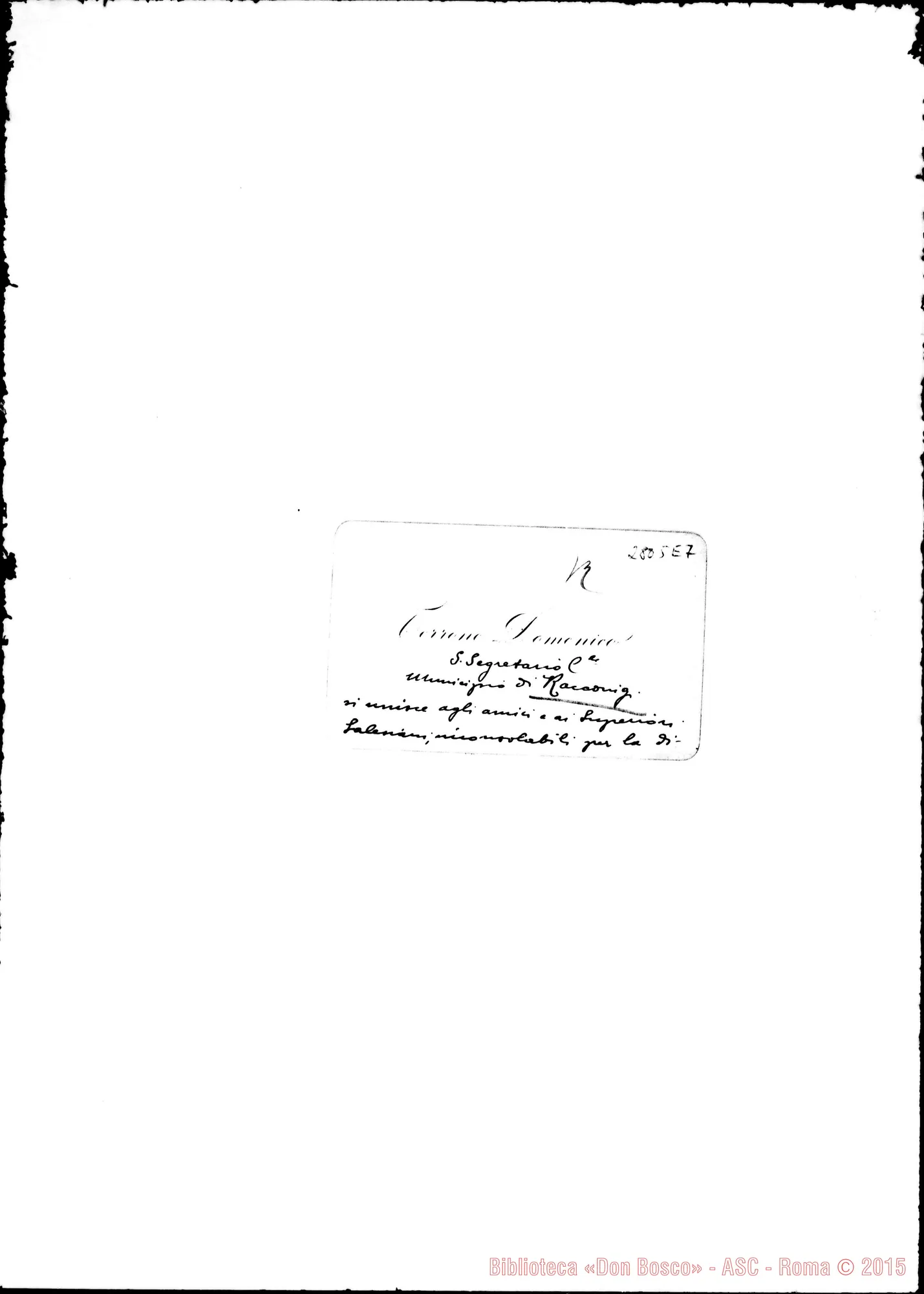 Fotogramma E 7 — Terrone Domenico, segretario comunale di Racconigi. Biglietto da visita