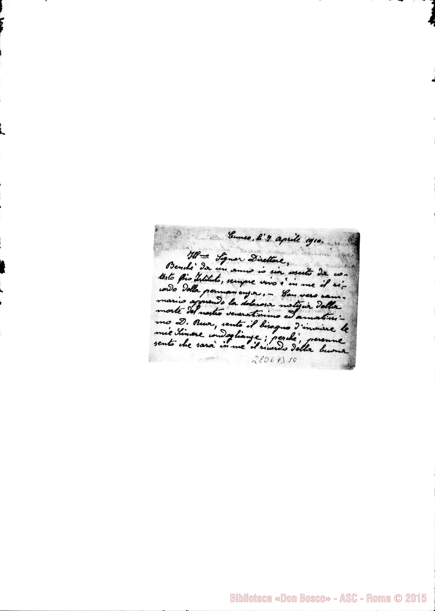 Fotogramma B 10 — Ansaldi Giovanni, musicante. Cuneo. Biglietto da visita