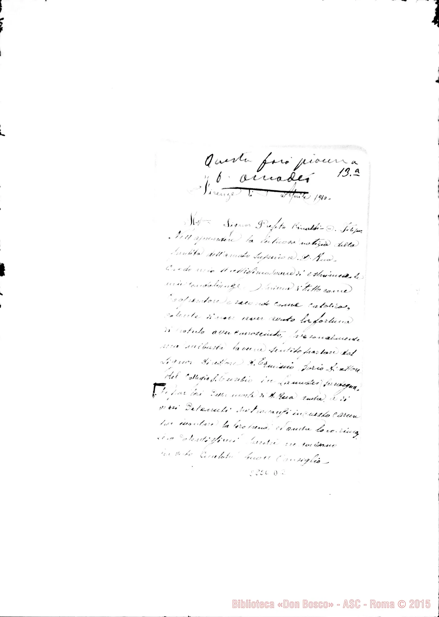 Fotogramma D 2 — Aru Giovanni, agente di custodia, cooperatore. Firenze. Autogr. di D. Rinaldi