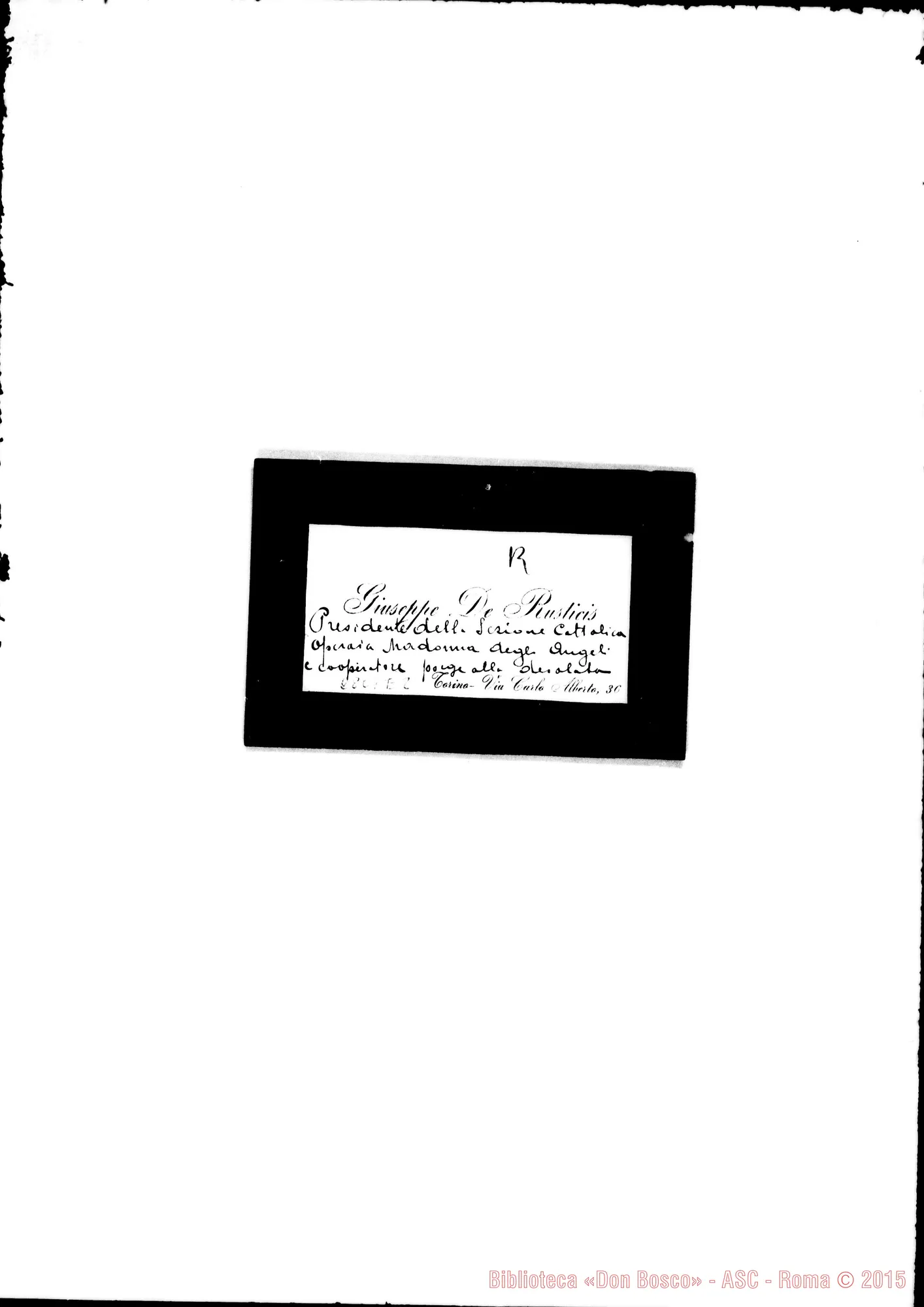 Fotogramma E 2 — De Rusticis Giuseppe. Torino. Biglietto da visita