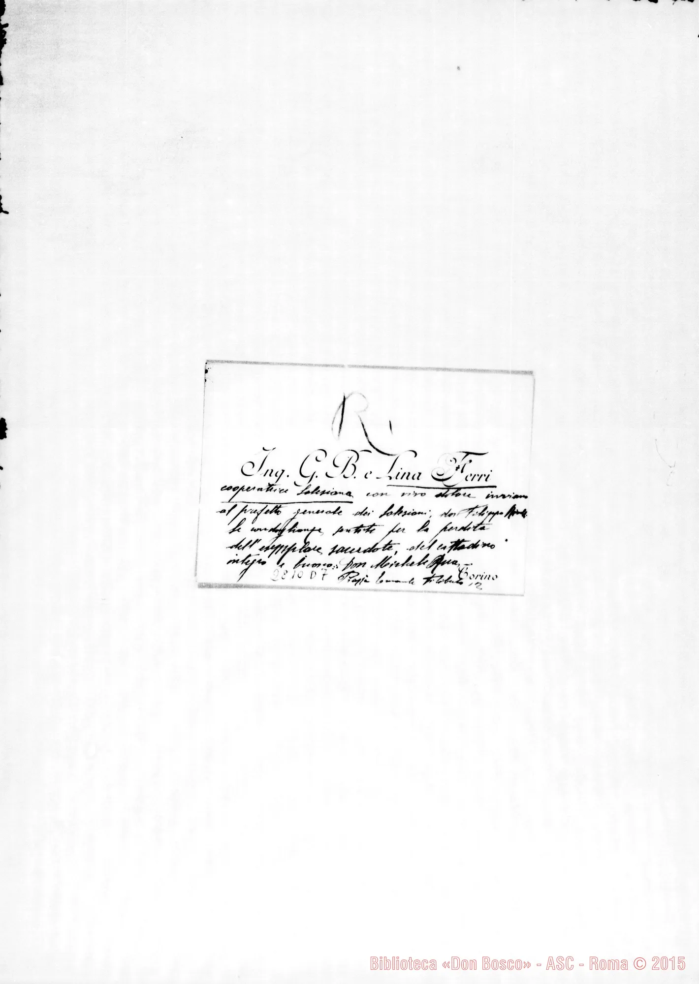 Fotogramma D 7 — Ferri Lina, cooperatrice. Torino. Biglietto da visita