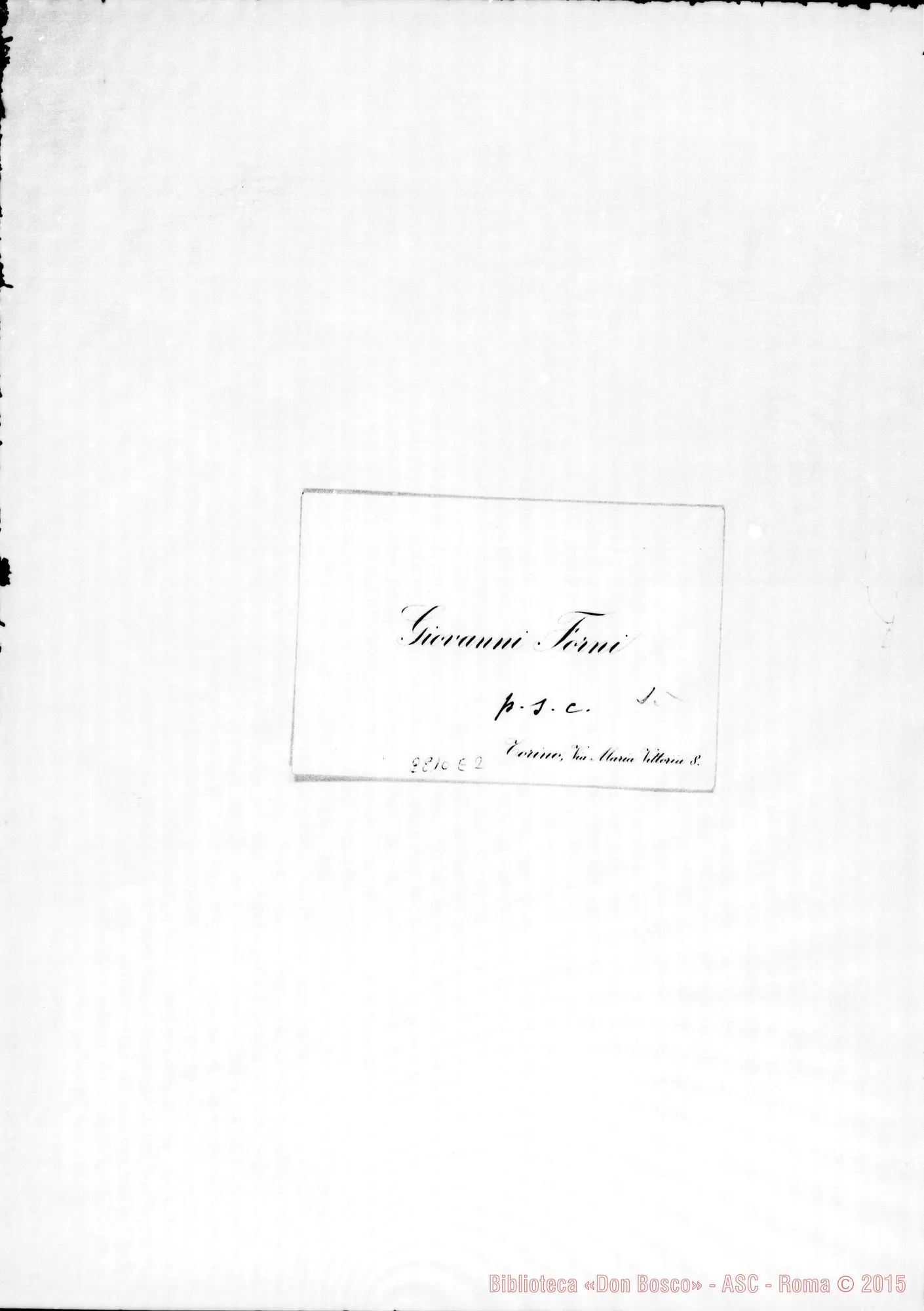Fotogramma E 2 — Forni Giovanni. Torino. Biglietto da visita