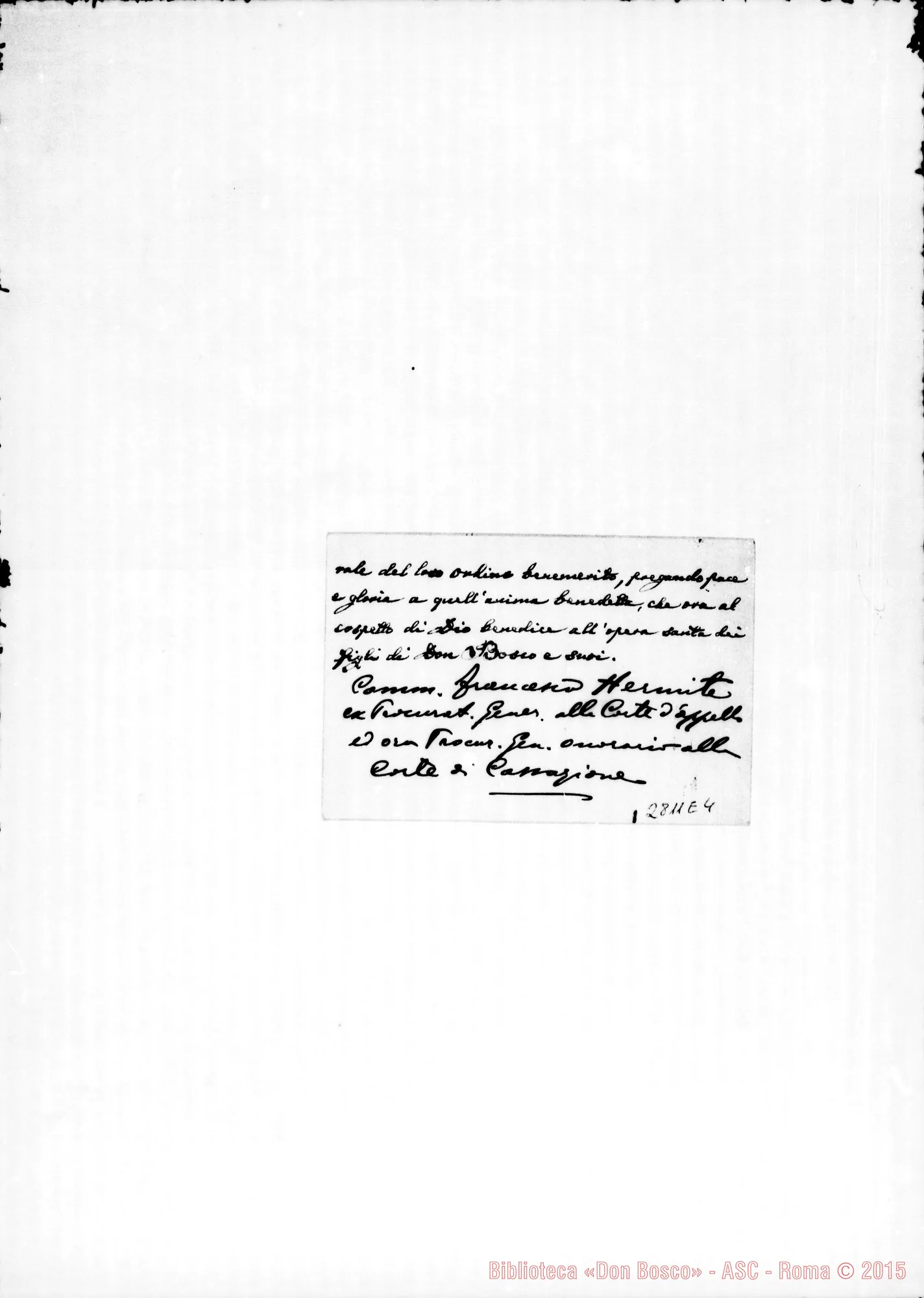 Fotogramma E 4 — Hermite Francesco, ex-procuratore generale Corte d’Appello. Biglietto da visita