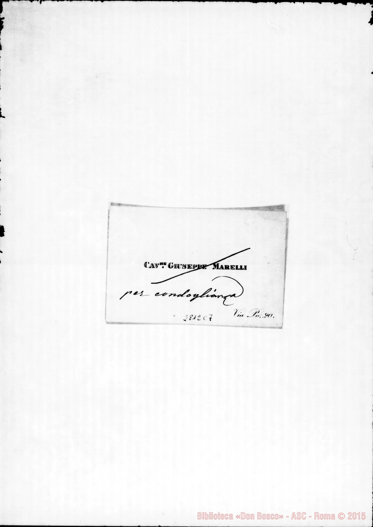 Fotogramma C 7 — Marelli Giuseppe, cav.. Biglietto da visita
