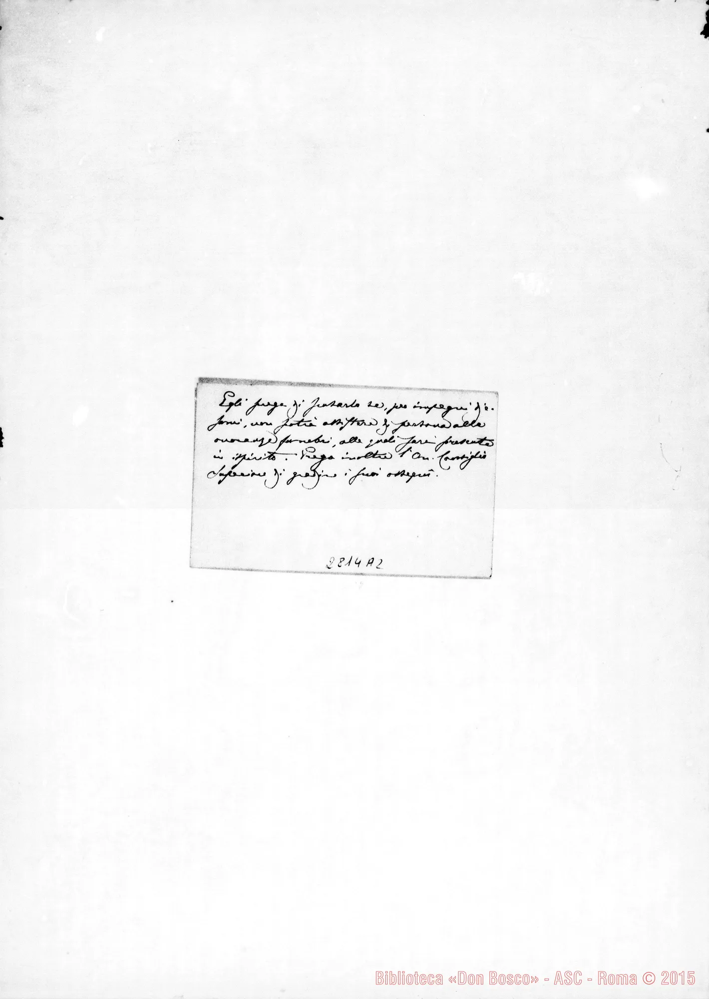 Fotogramma A 2 — Parona C.F., professore. Torino. Biglietto da visita