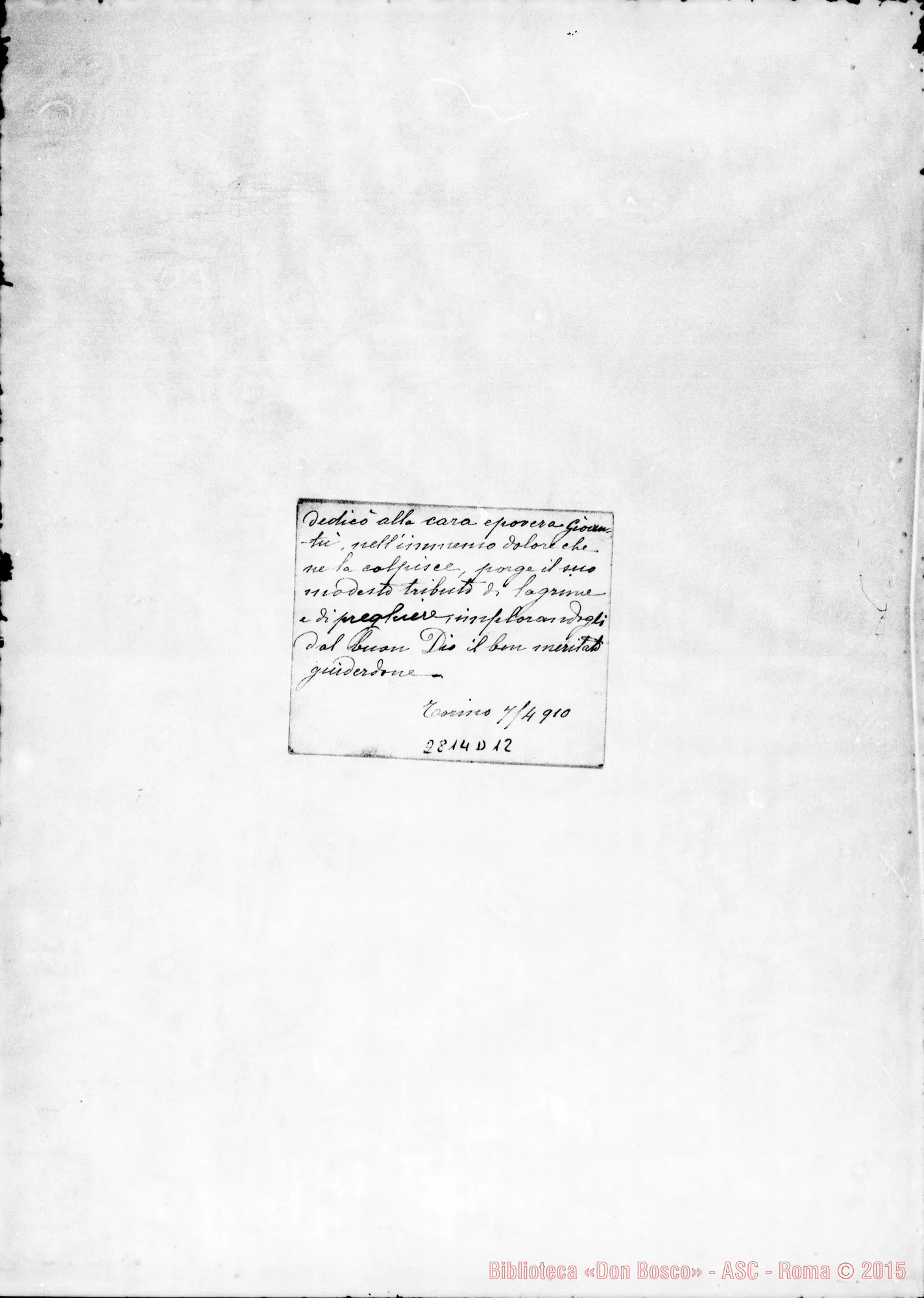 Fotogramma D 12 — Rabbino Dominichina. Torino. Biglietto da visita