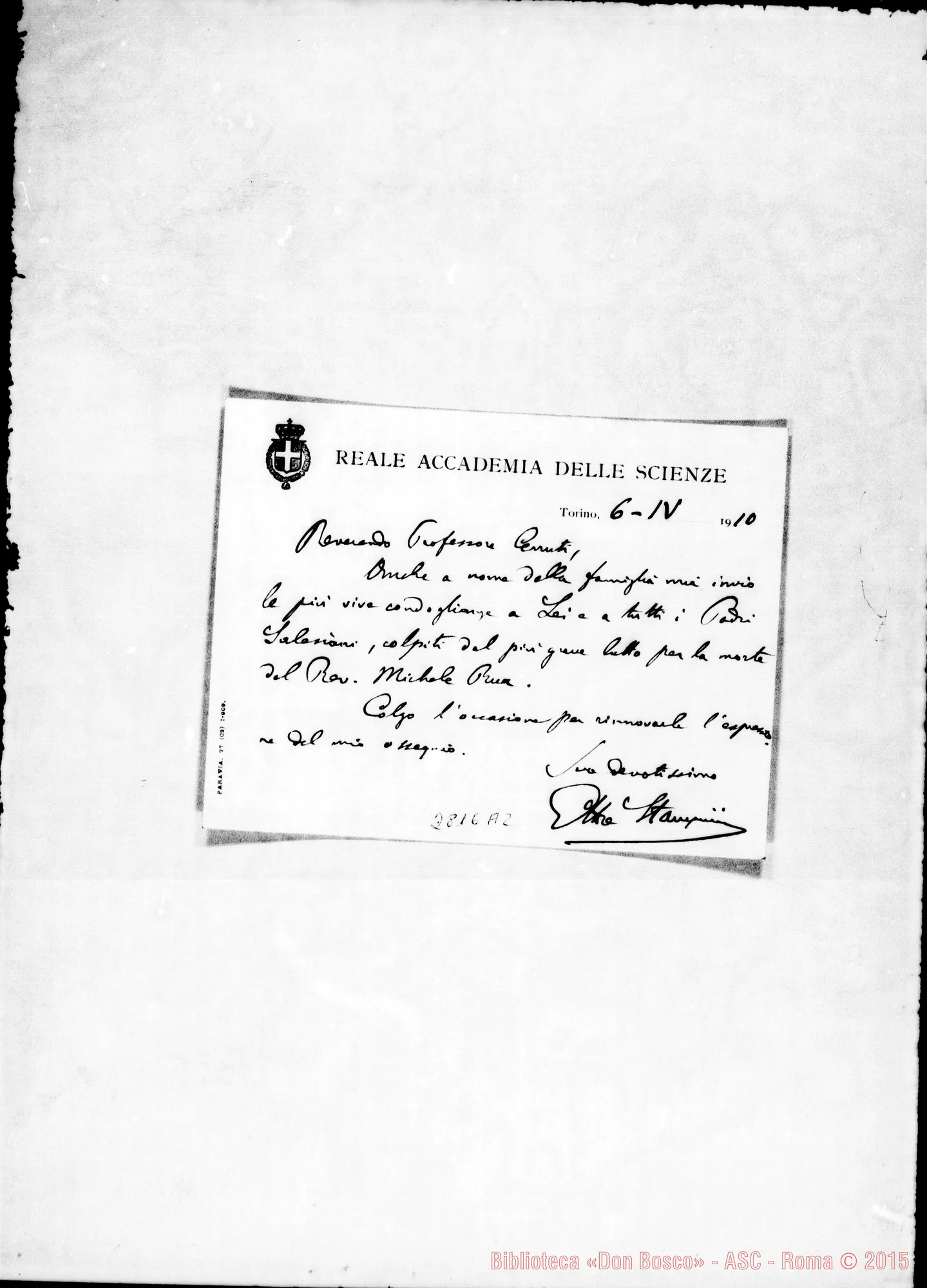 Fotogramma A 2 — Stampini Ettore. Biglietto. Torino