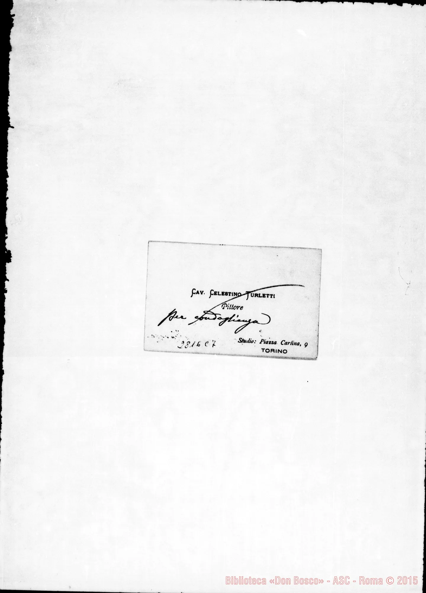 Fotogramma C 7 — Turletti Celestino, cav., pittore. Biglietto da visita. Torino