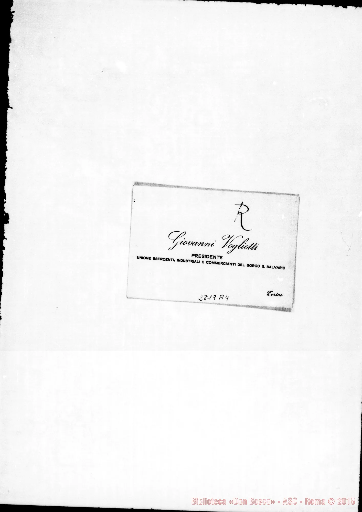 Fotogramma A 4 — Vogliotti Giovanni. Torino. Biglietto da visita