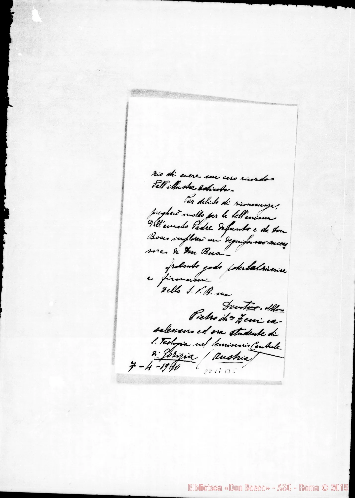 Fotogramma B 5 — Zeni Pietro, ch. ex-allievo. Gorizia
