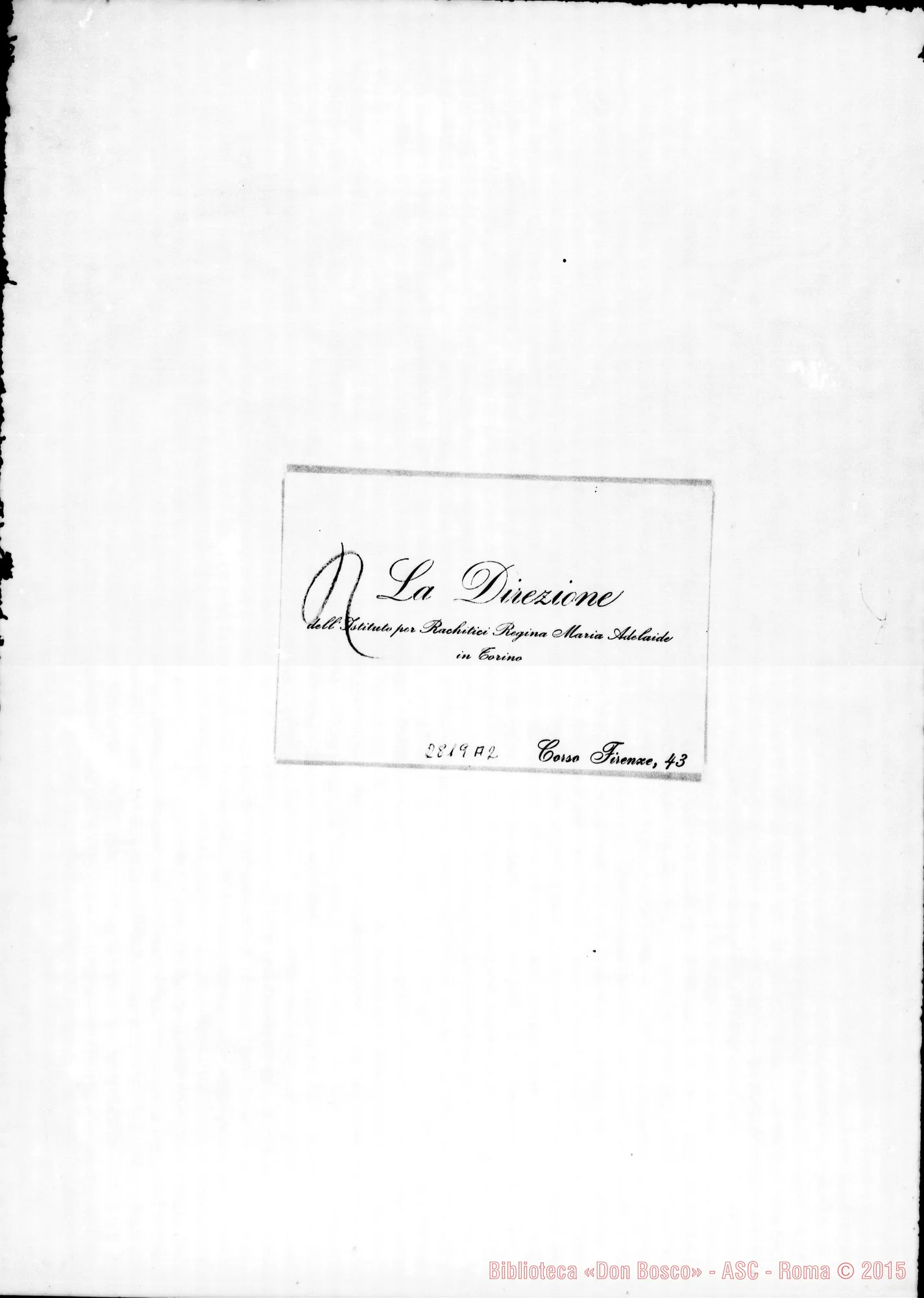 Fotogramma A 2 — Istituto per Rachitici «Regina Maria Adelaide». Torino.