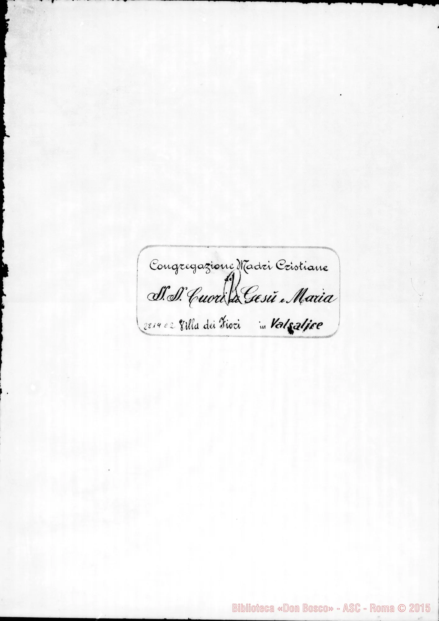 Fotogramma C 2 — SS. Cuori di Gesù E Maria, Congregazione di Madri Cristiane. Secreto Annunziata, ved. De Marie. Biglietto da visita