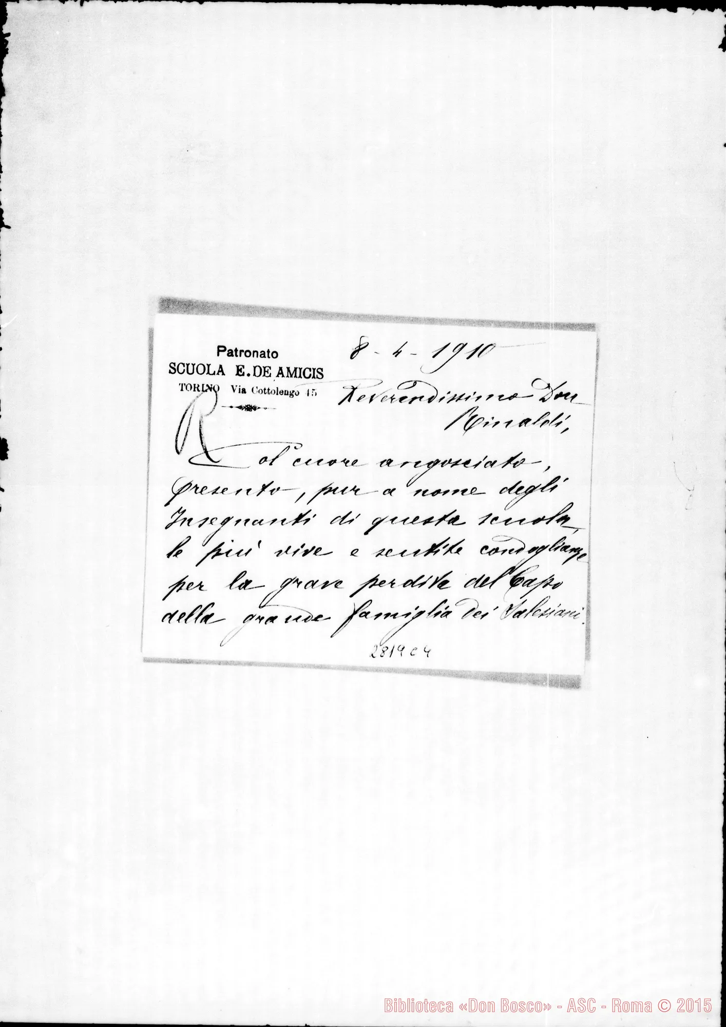 Fotogramma C 4 — Scuola E. De Amicis. Torino. G. Cesali. Cartolina postale