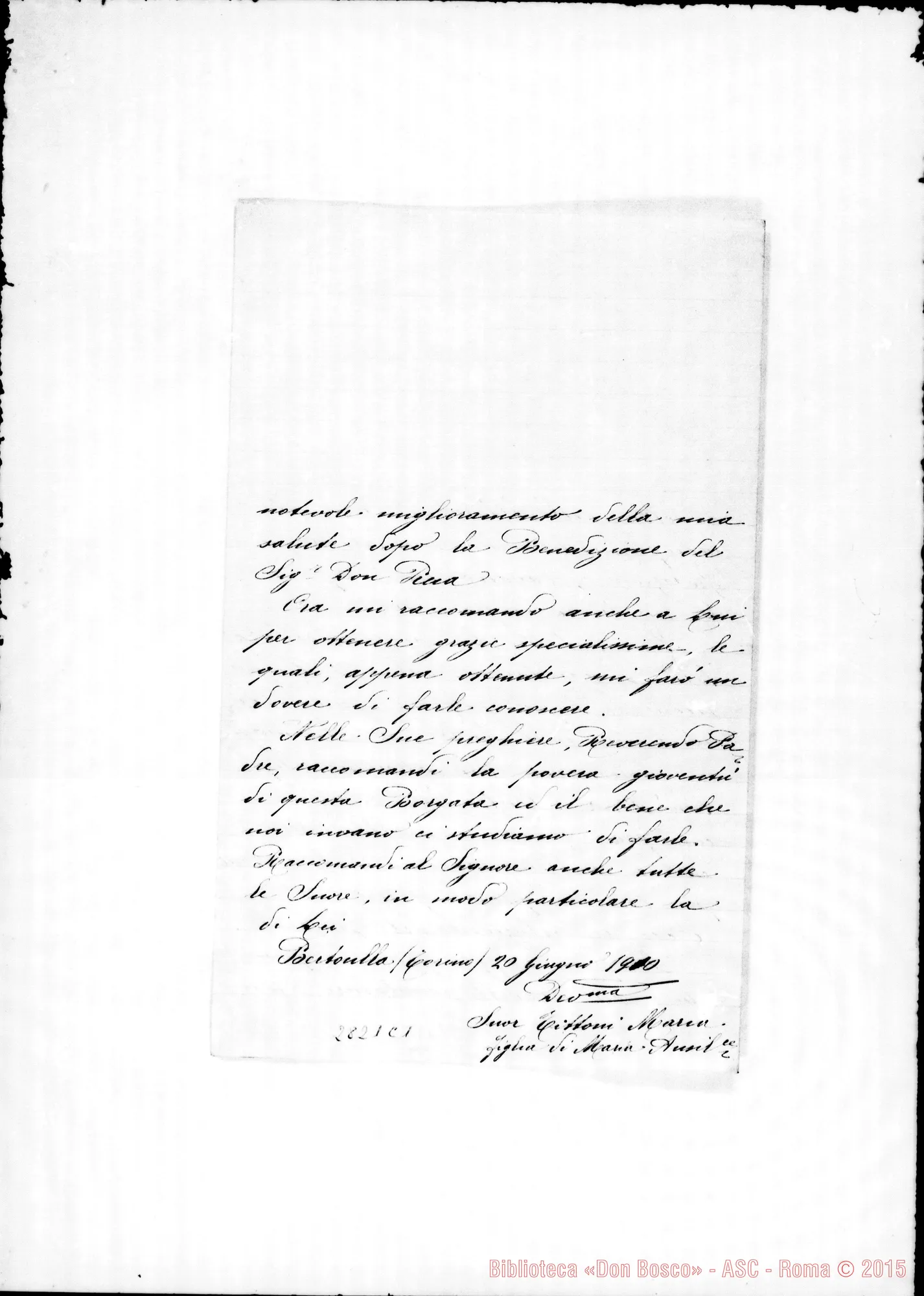 Fotogramma C 1 — Bertolla: Scrive Suor Tittoni Maria, FMA