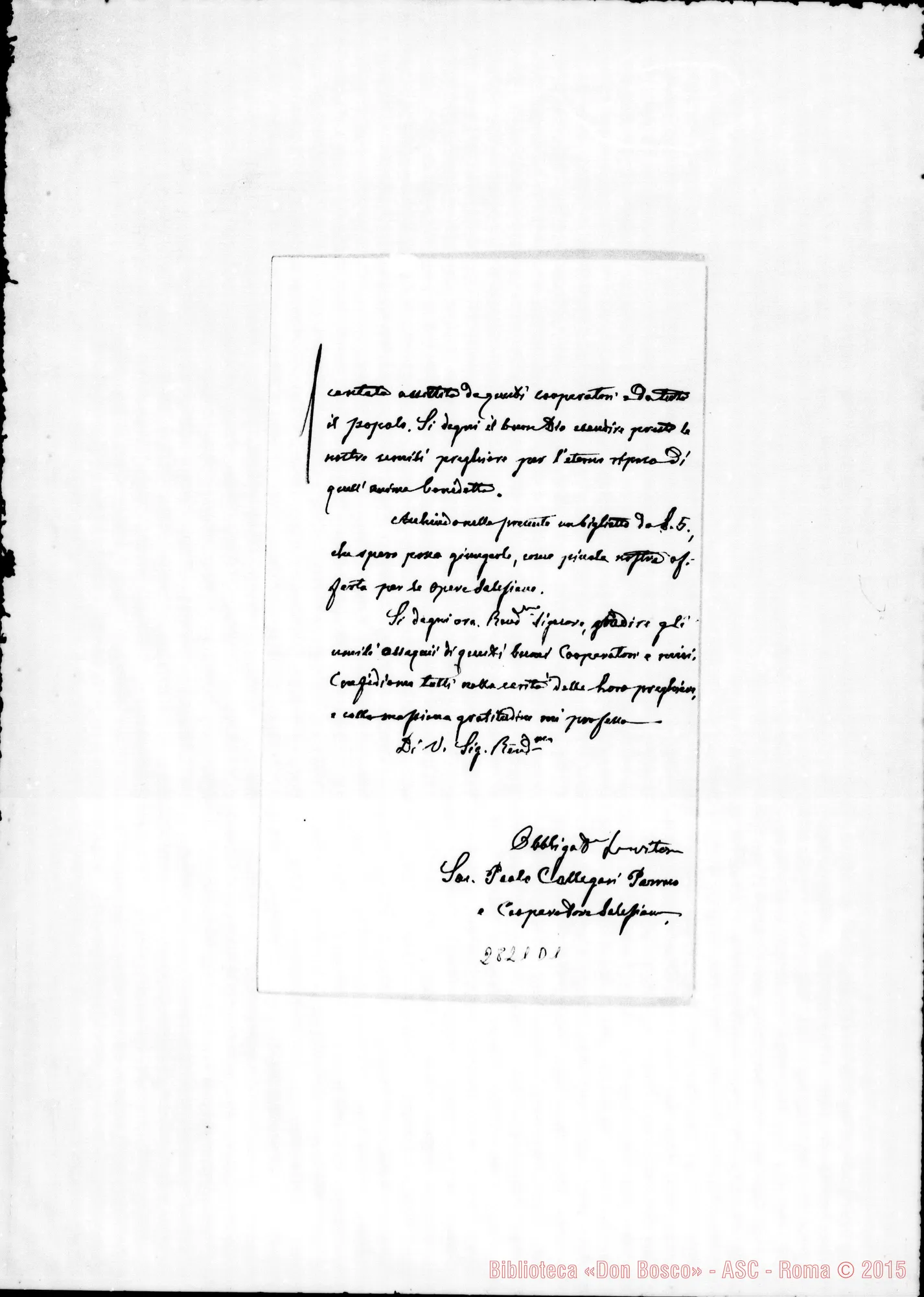 Fotogramma D 1 — Cosola di Cabella: Sac. Callegari Paolo, parroco