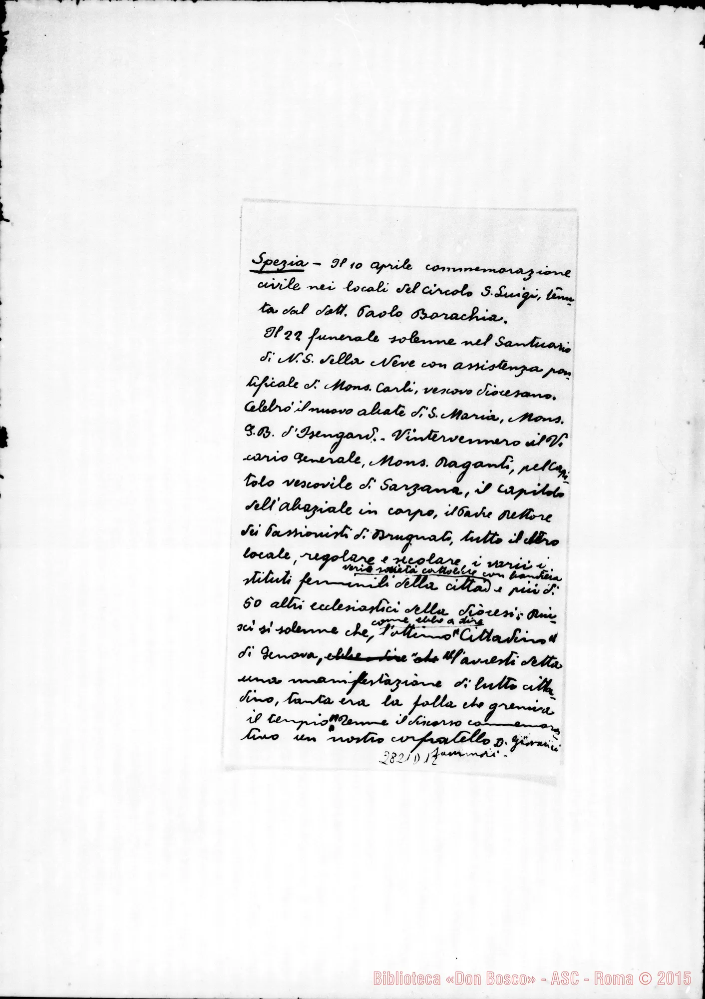 Fotogramma D 12 — La Spezia: Manoscritto E ritaglio di giornale